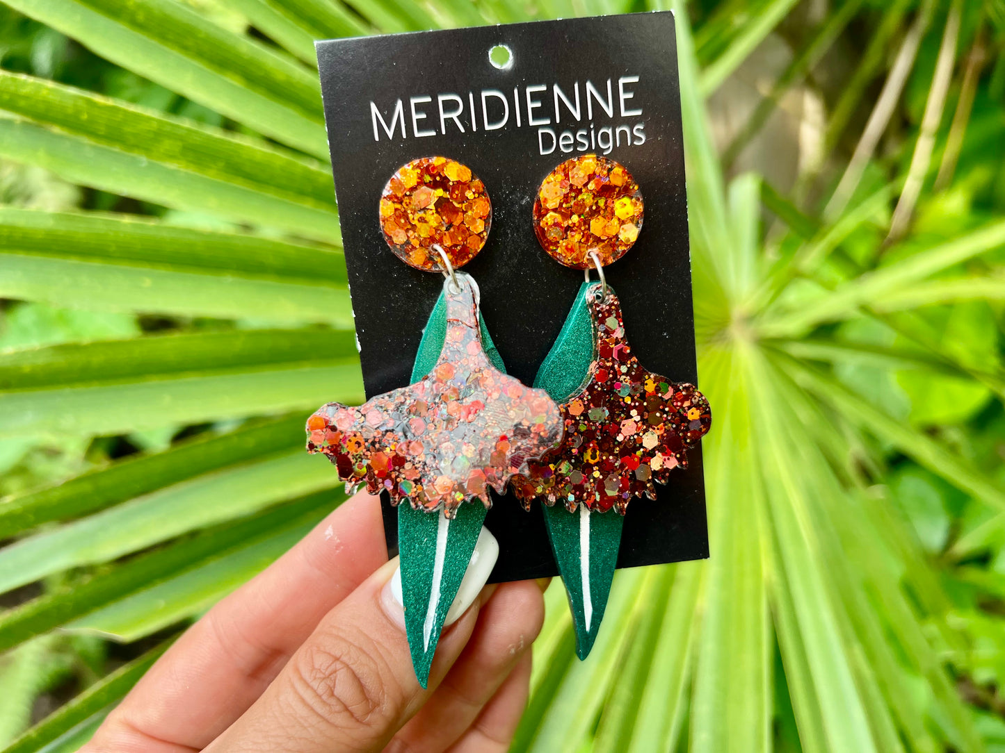 Gum Leaf Resin Earrings - Icon Brown