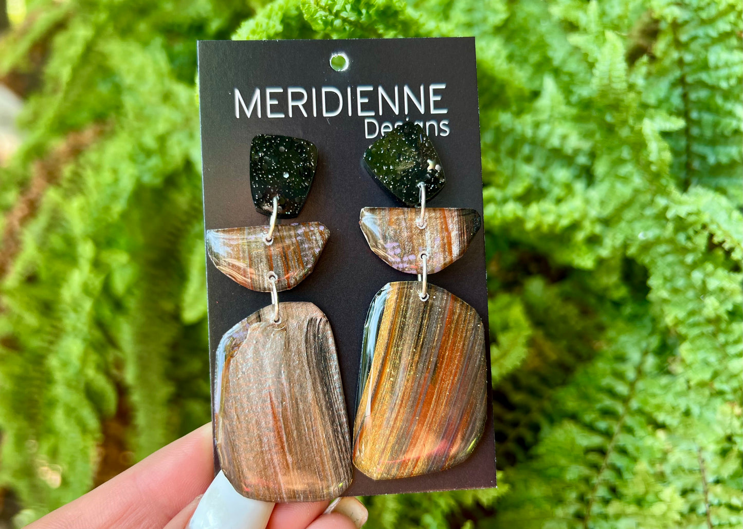 Brown Painted Resin Earrings