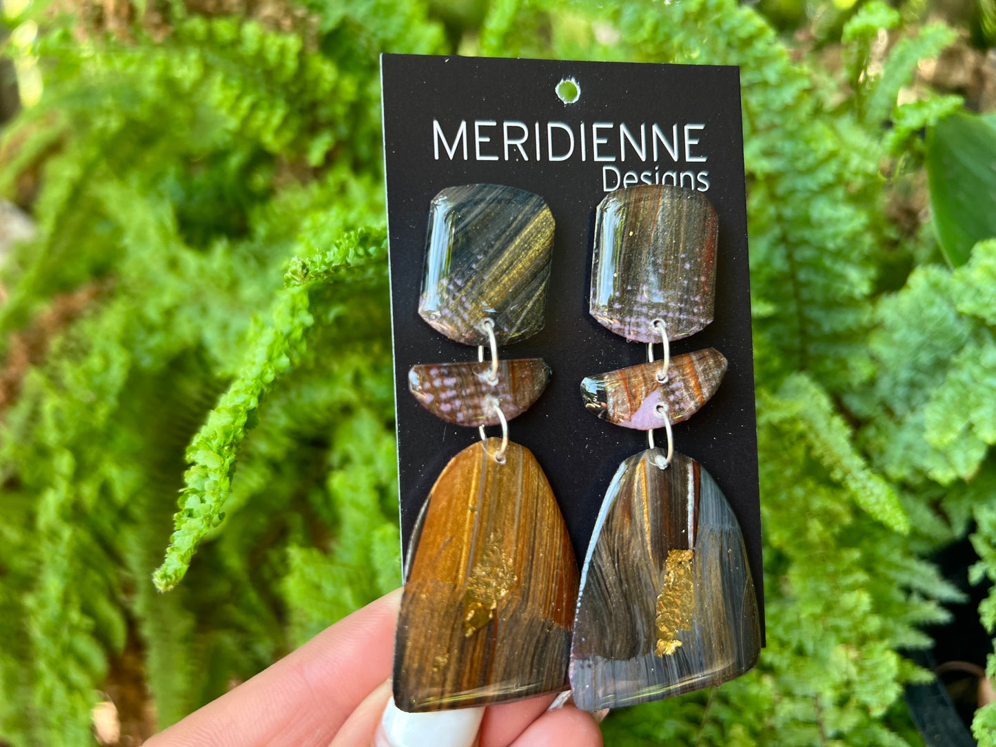 Brown Painted Resin Earrings