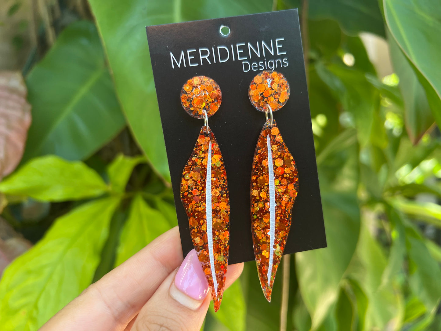 Gum Leaf Resin Earrings - Icon Brown