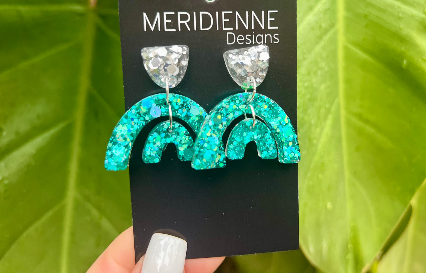 Turquoise Painted Resin Earrings