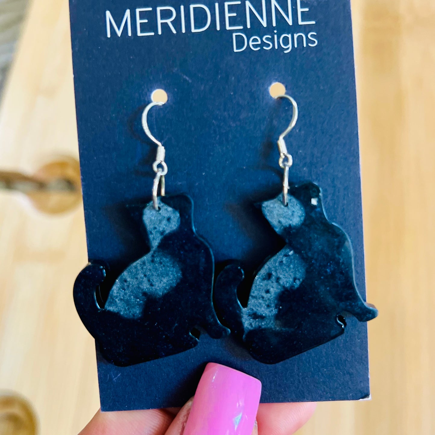 Black Cat Resin Earrings