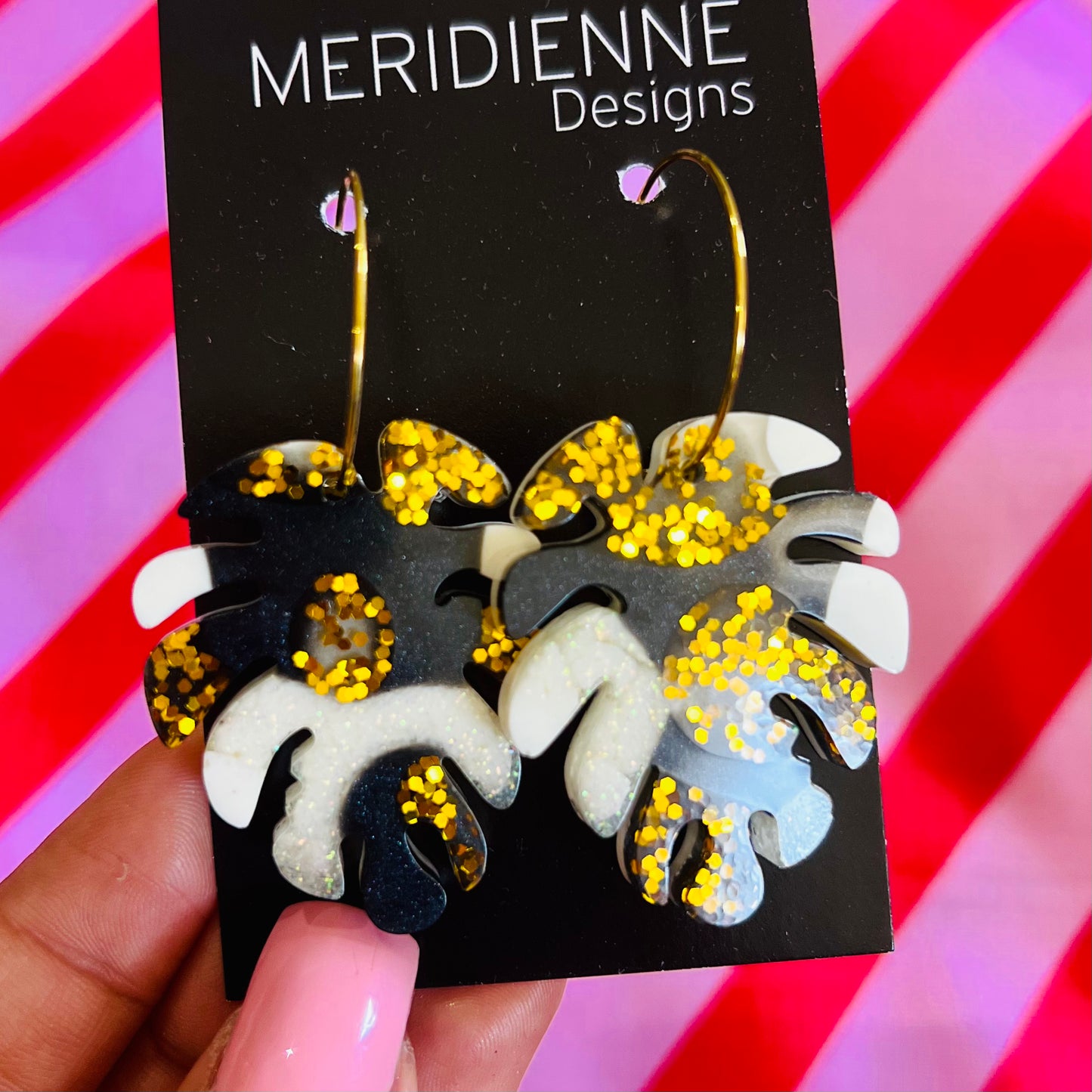 Black Gold Resin Earrings