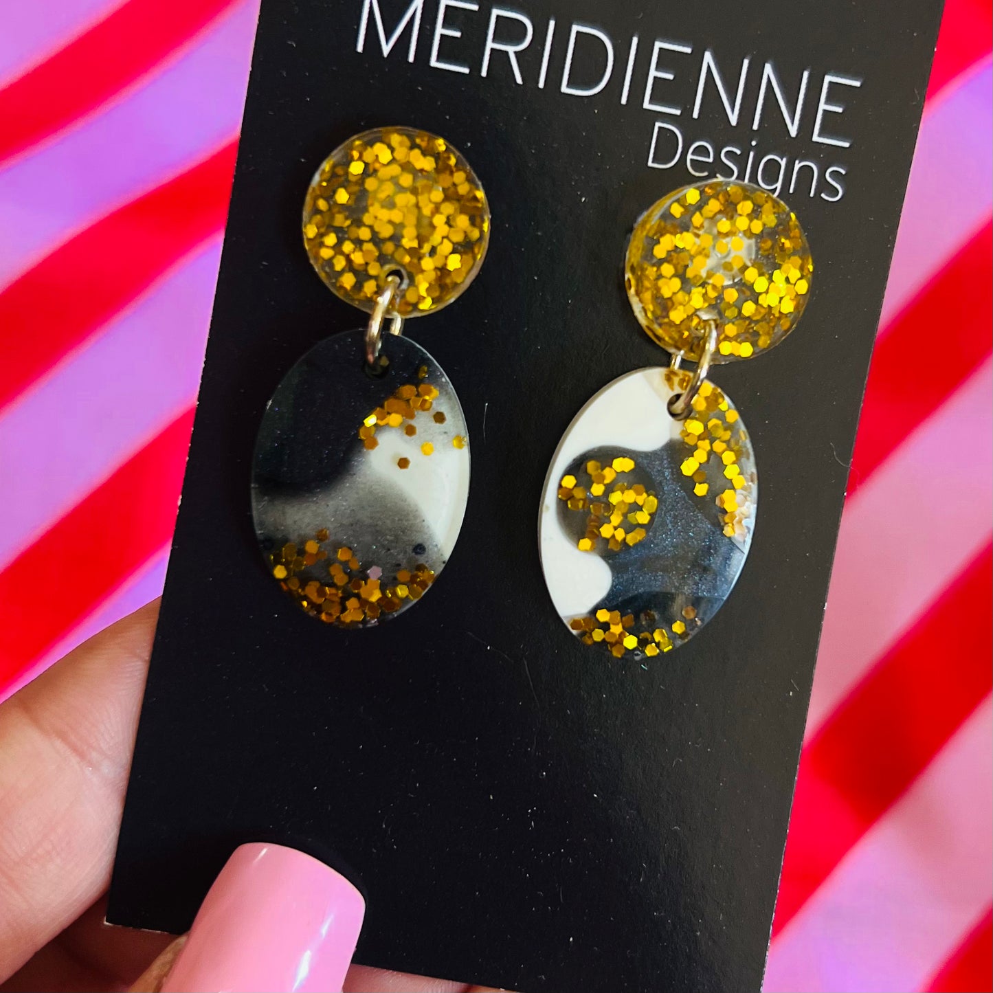 Black Gold Resin Earrings