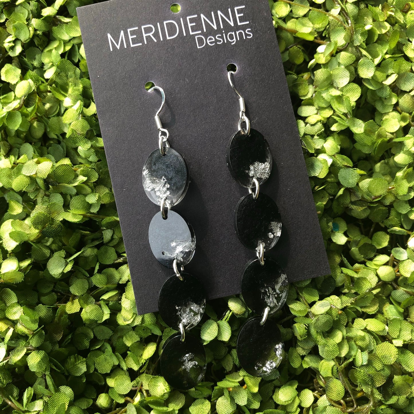 Black and Silver Foil Earrings