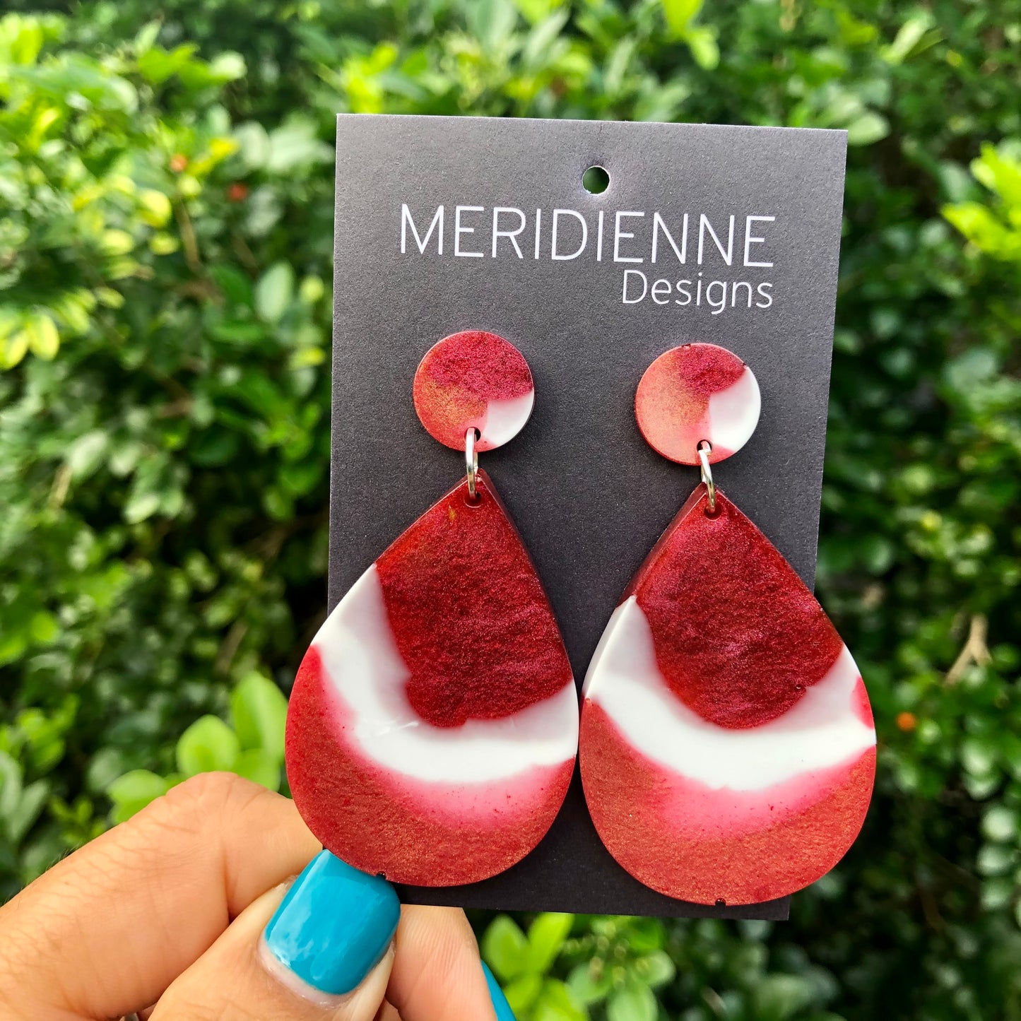 Red & White Resin Earrings