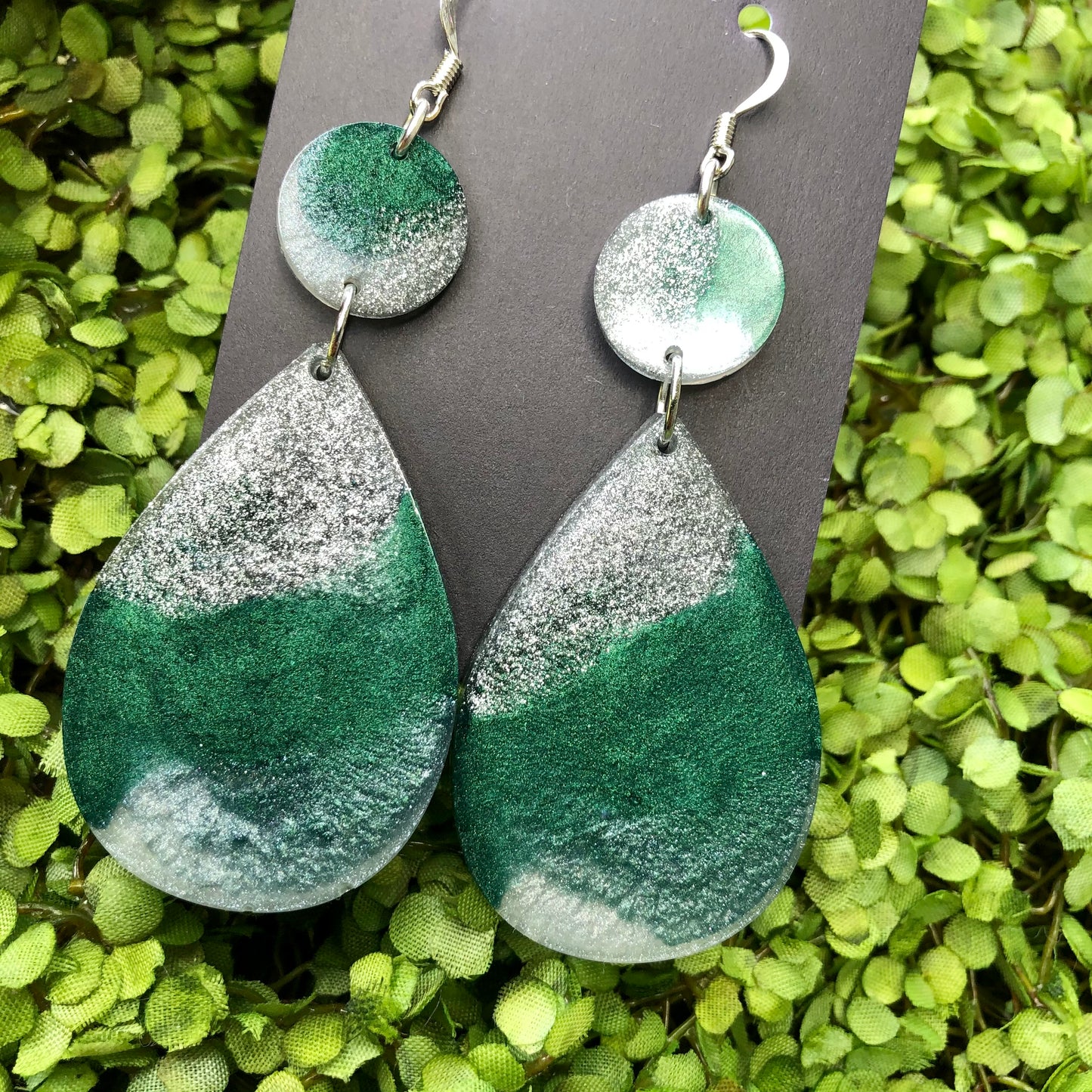 Emerald Resin Earrings