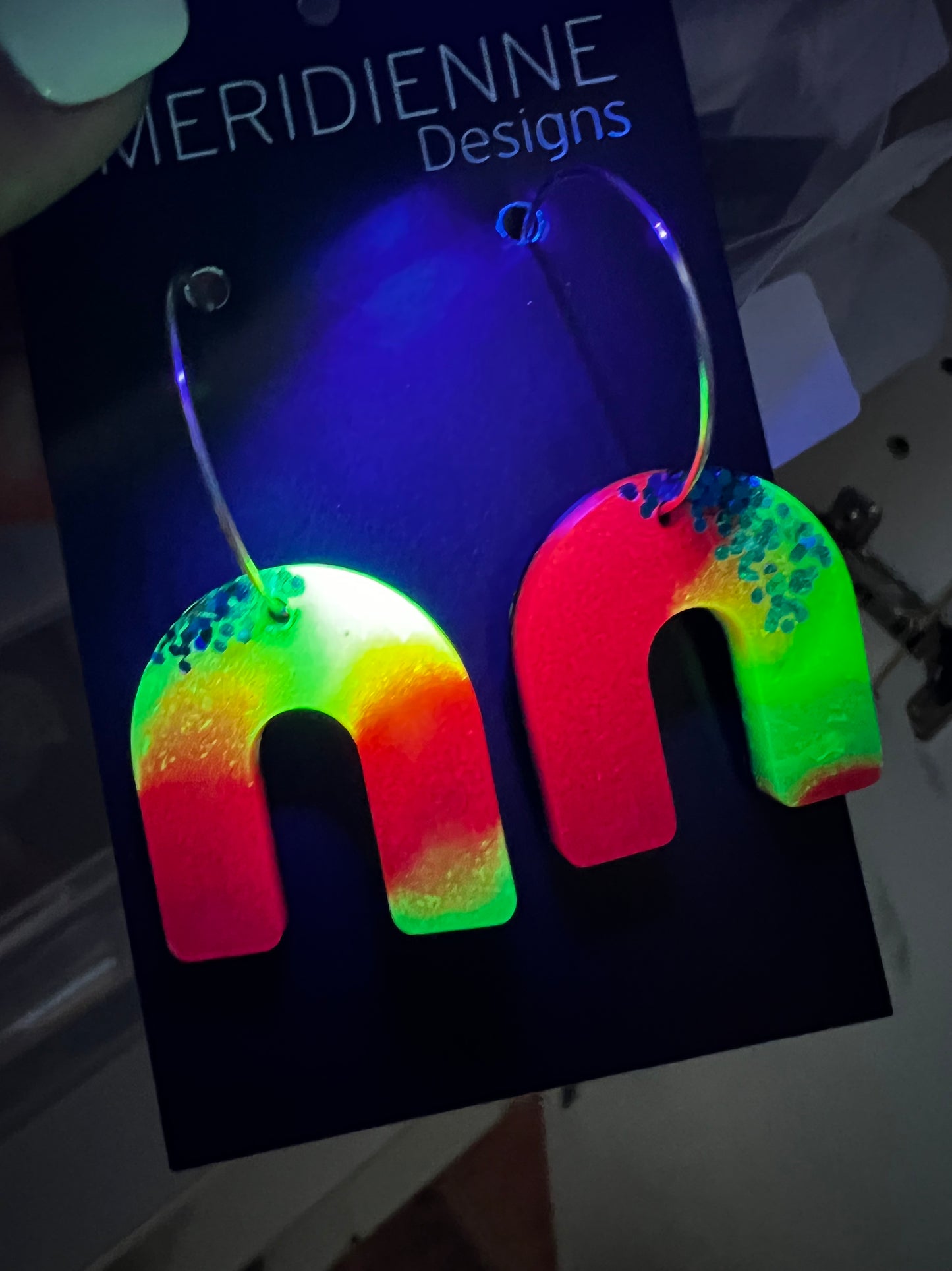 Glow UV Pink Mixed Resin Earrings