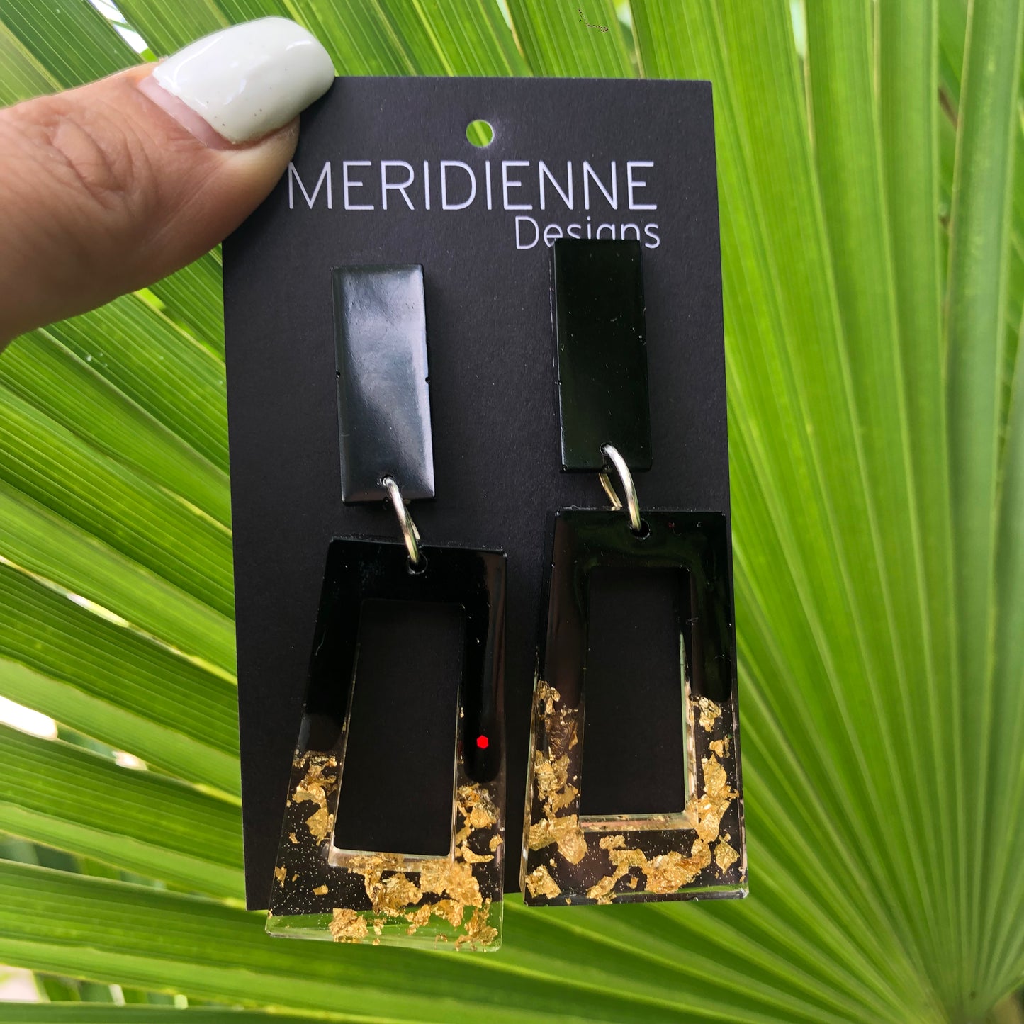 Black and Gold Resin Earrings