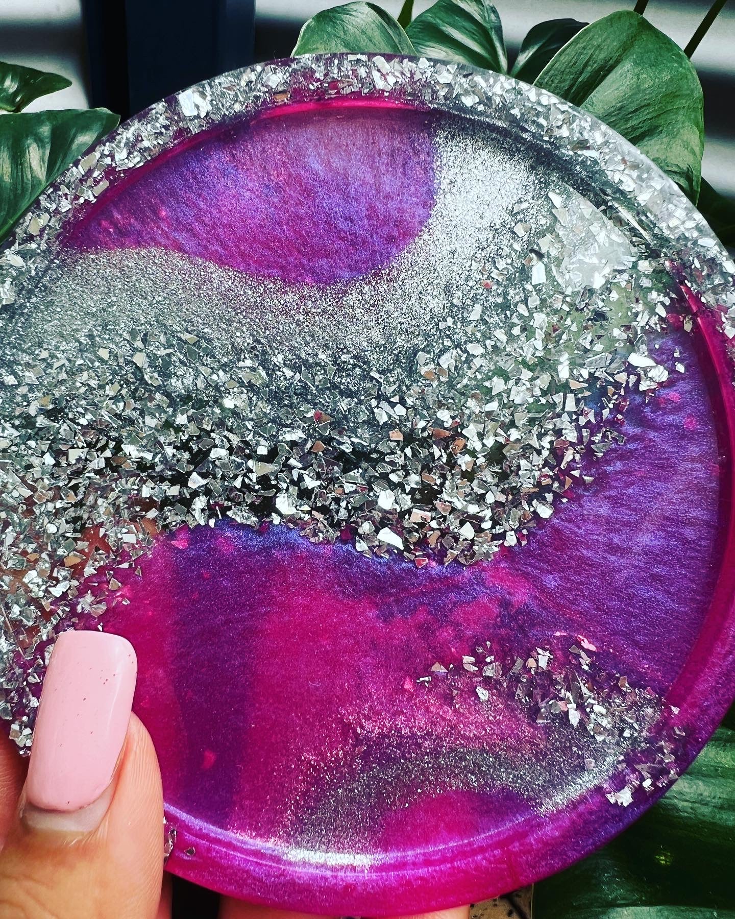Resin trinket dish - pink