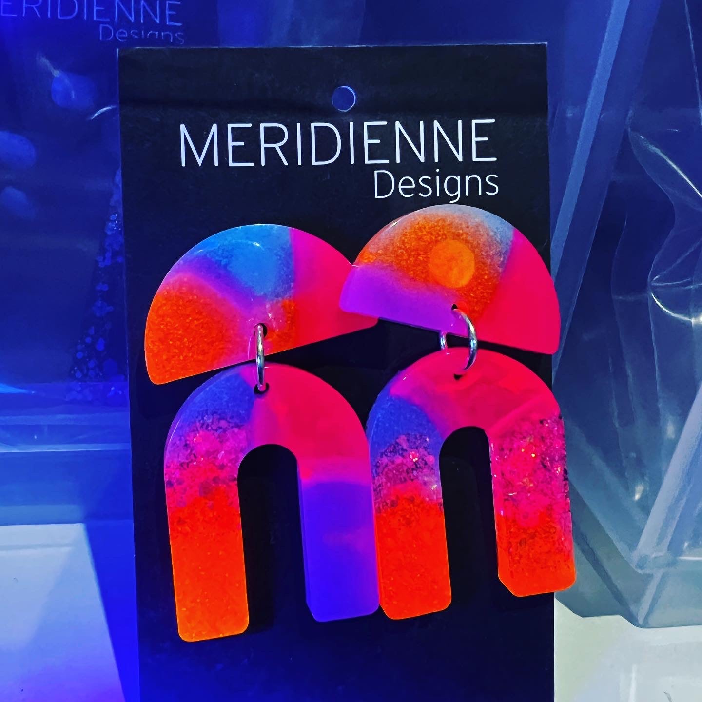 Glow UV Pink Mixed Resin Earrings