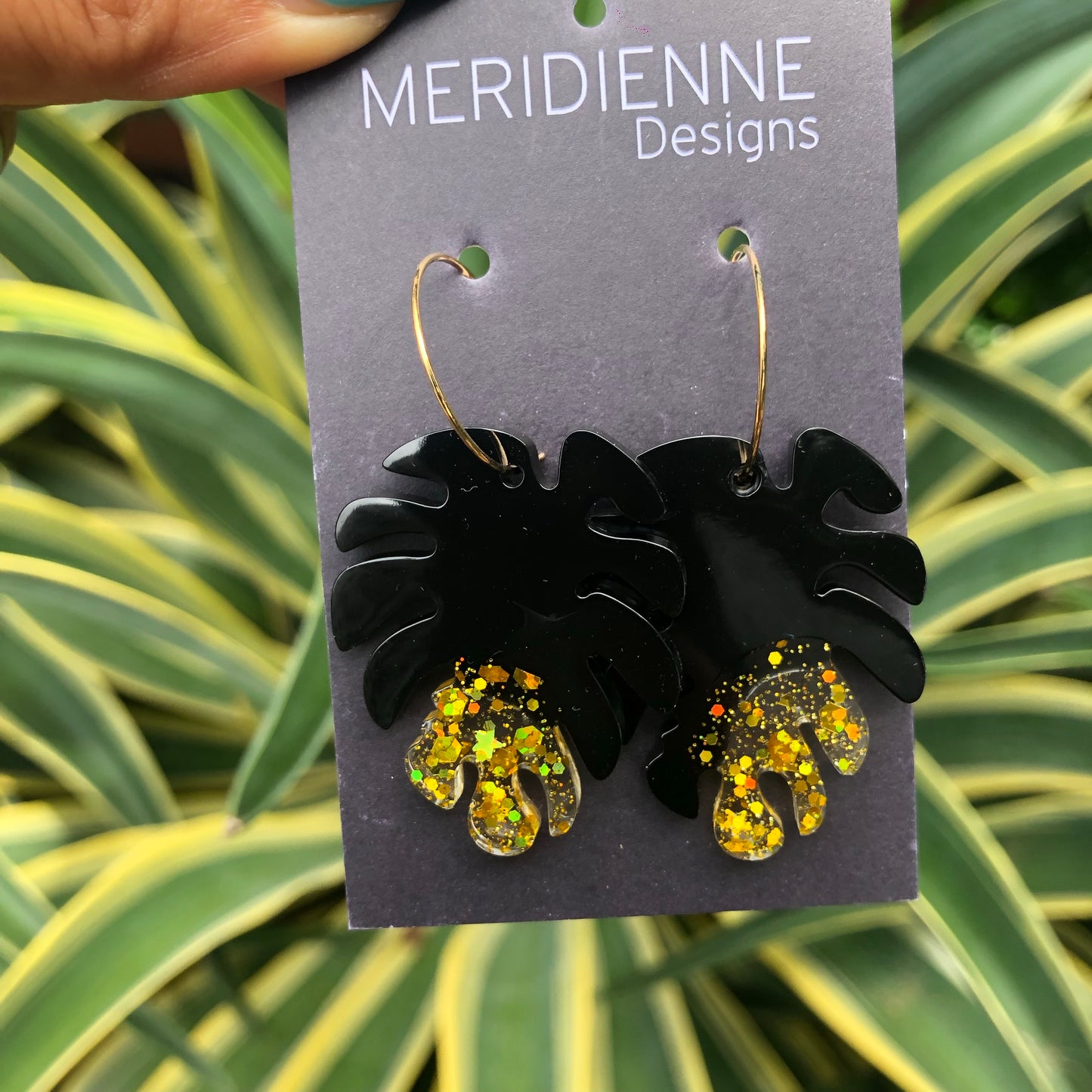 Black Gold Resin Earrings