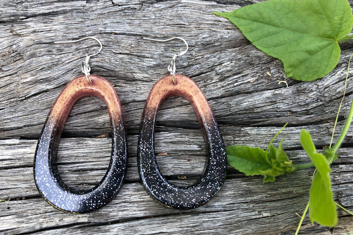 Brown and Black Resin Earrings