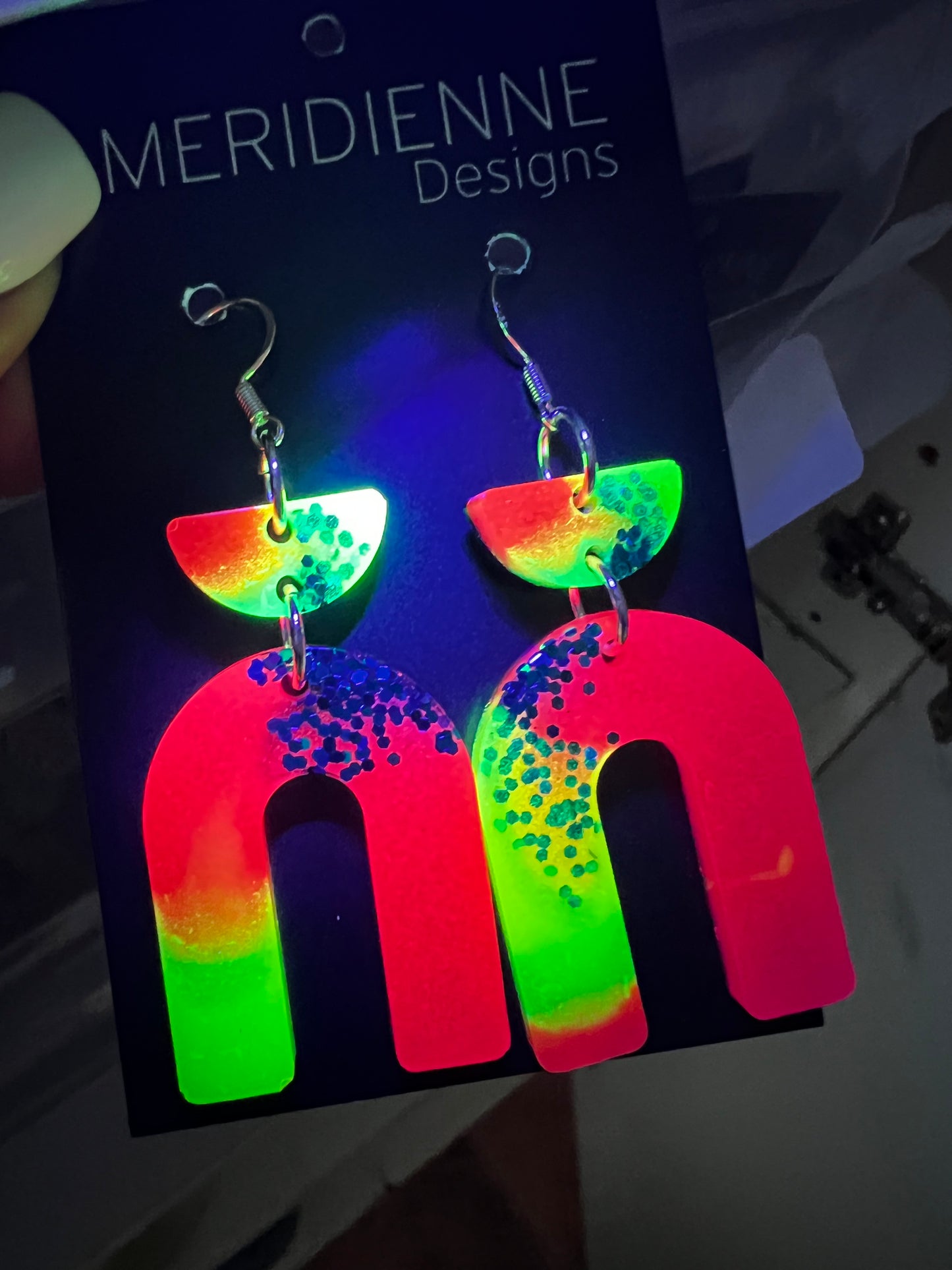 Glow UV Pink Mixed Resin Earrings