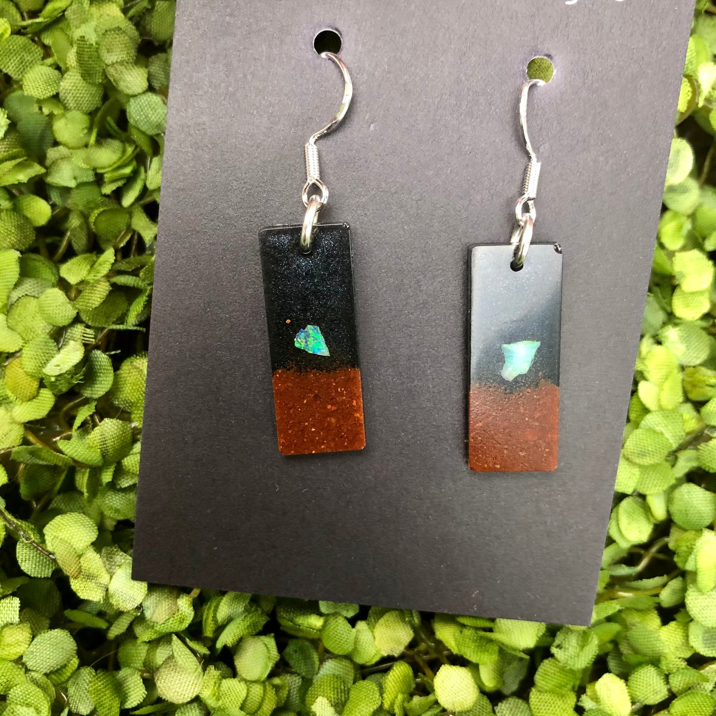 Opal Resin Earrings - small rectangles