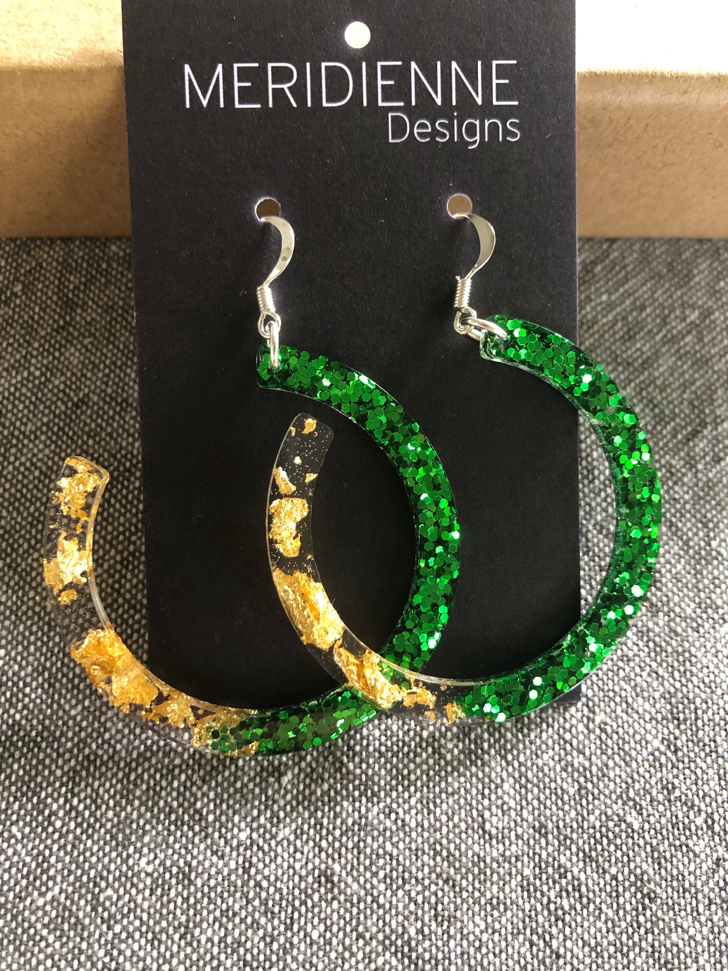 Green Glitter Resin Earrings