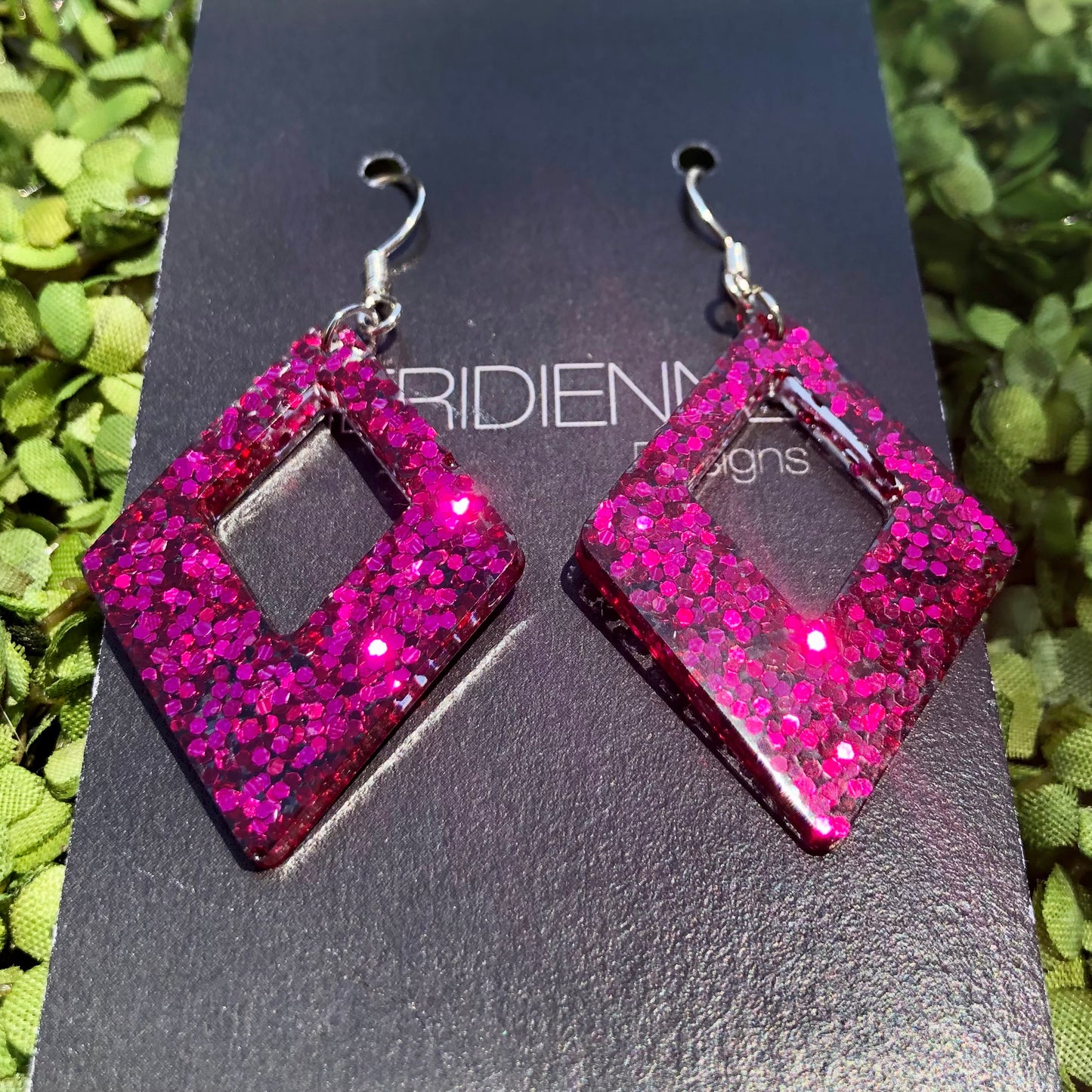 Pink Glitter Earrings