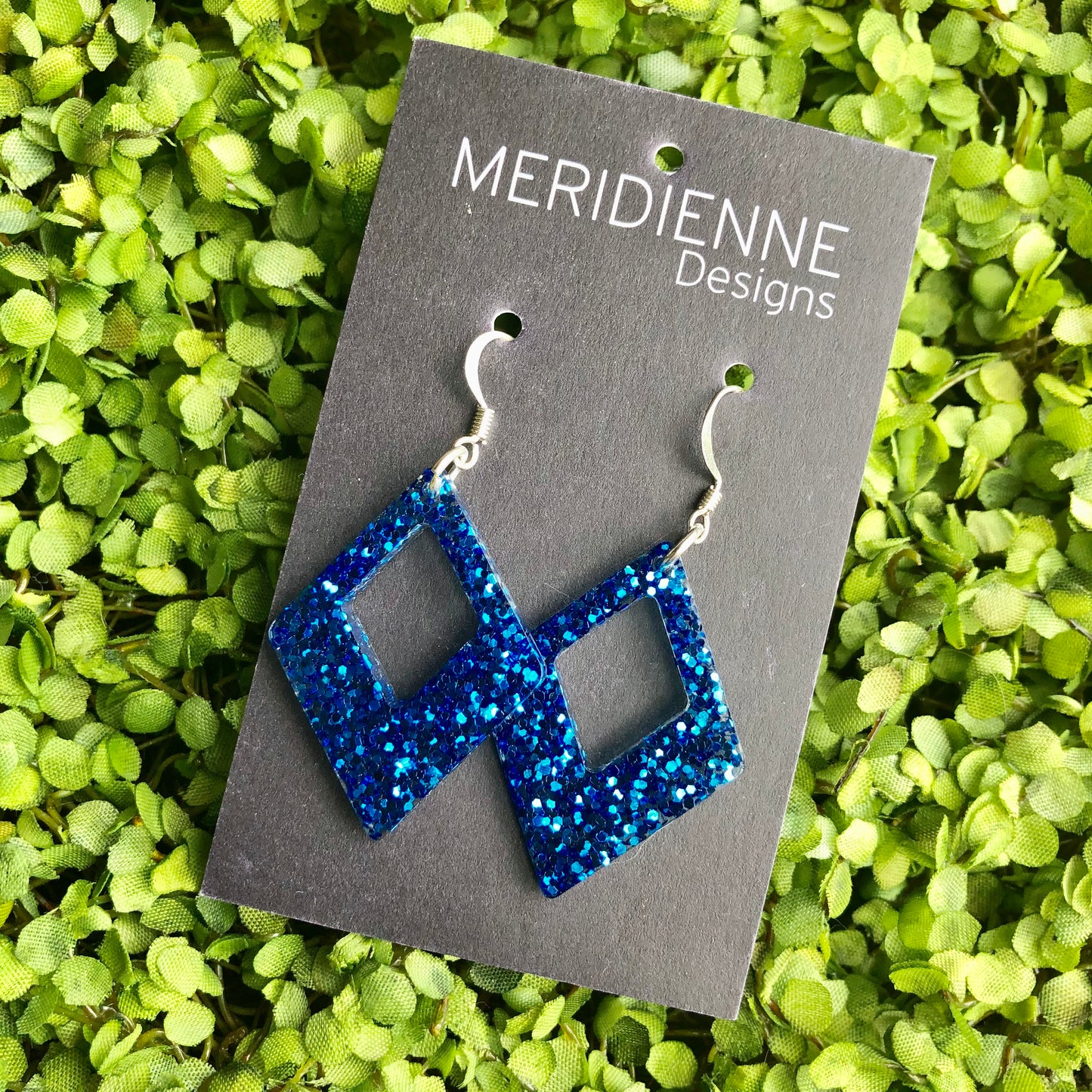 Blue Glitter Resin Earrings