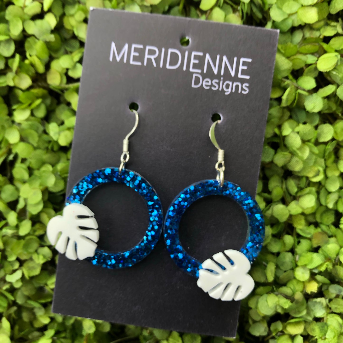 Blue Glitter Resin Earrings