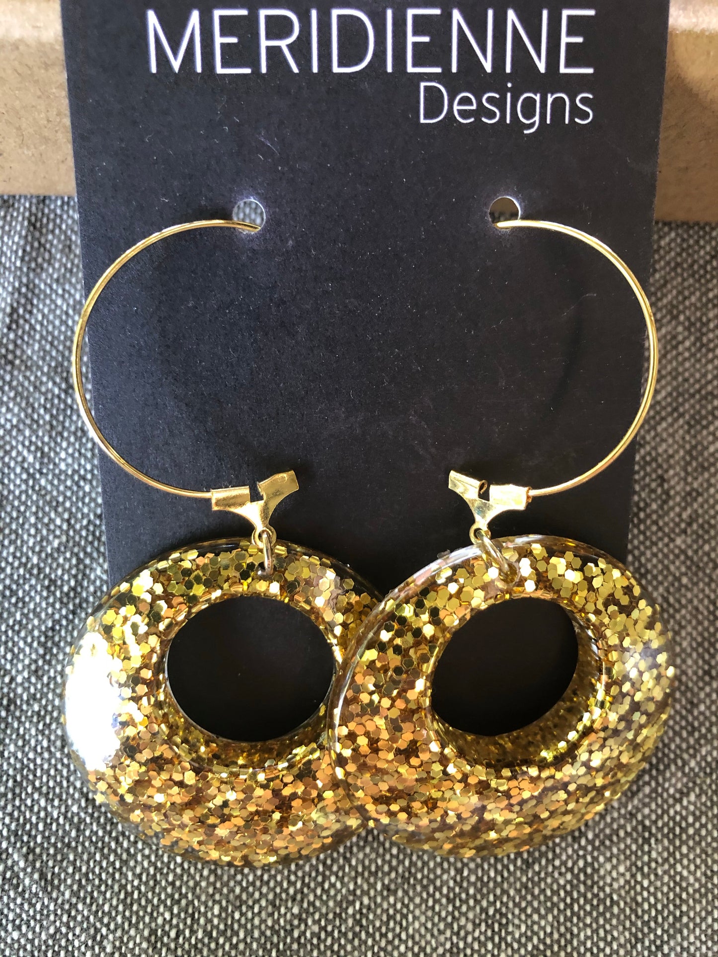 Gold glitter and Gold Foil Earrings