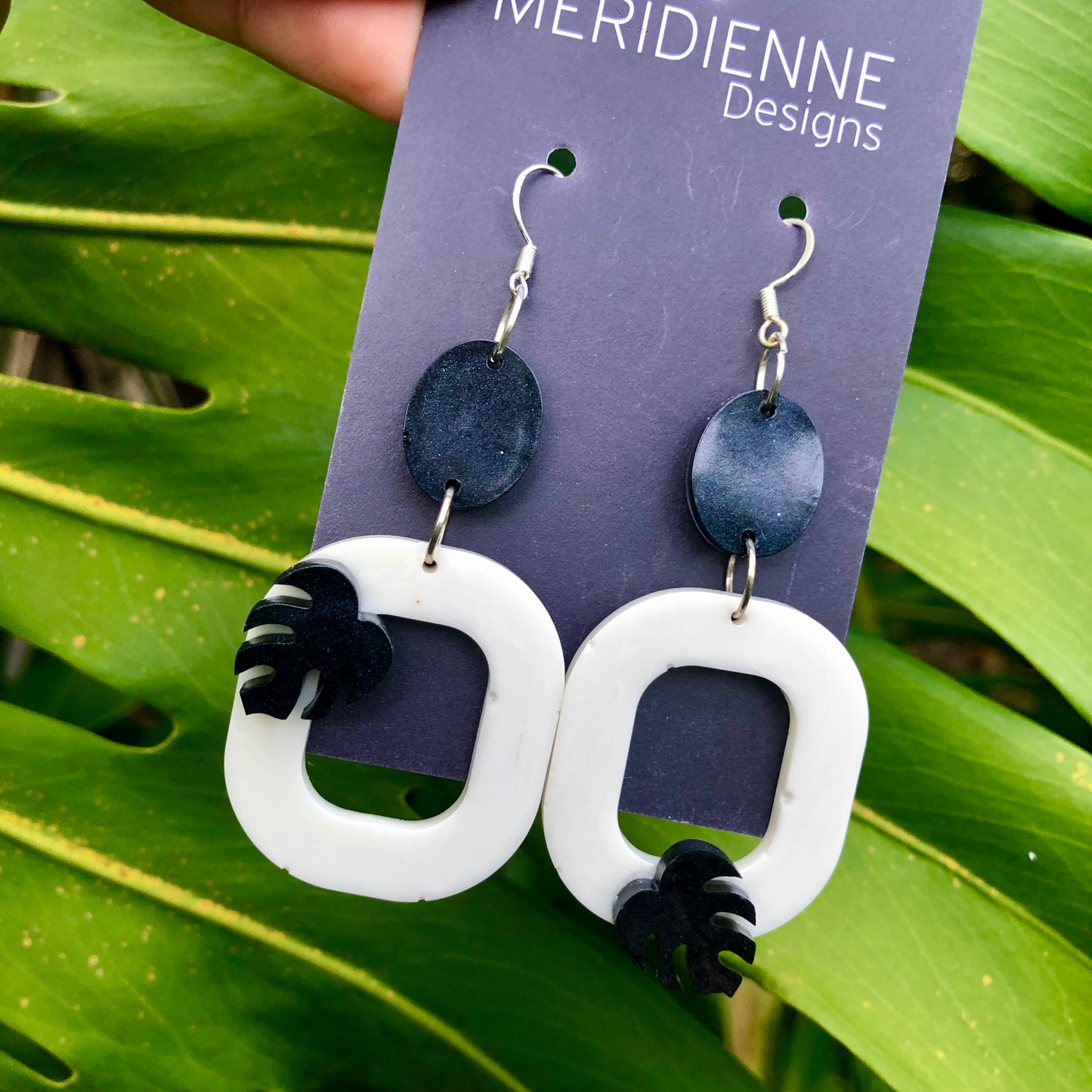 Black and White Resin Earrings