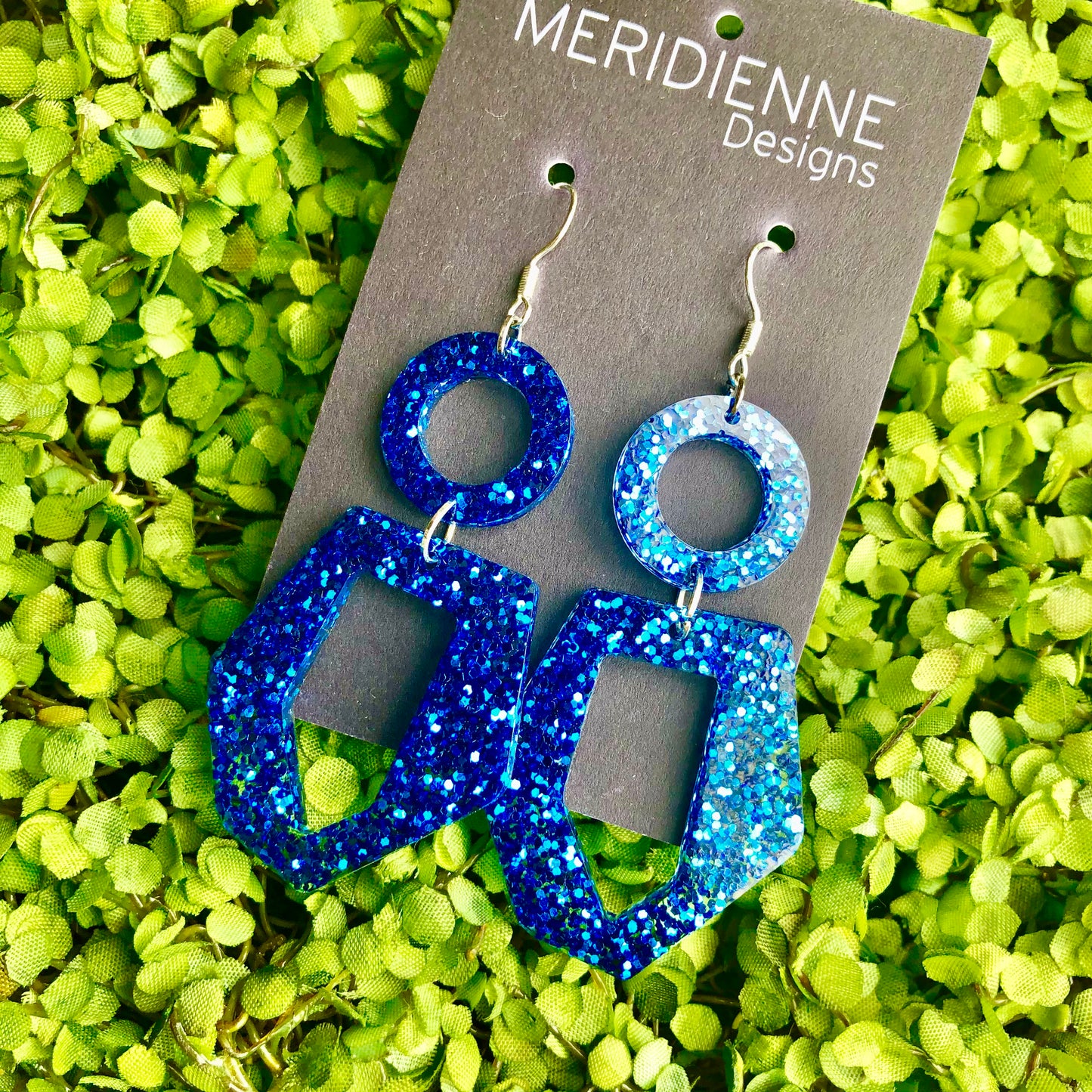 Blue Glitter Resin Earrings