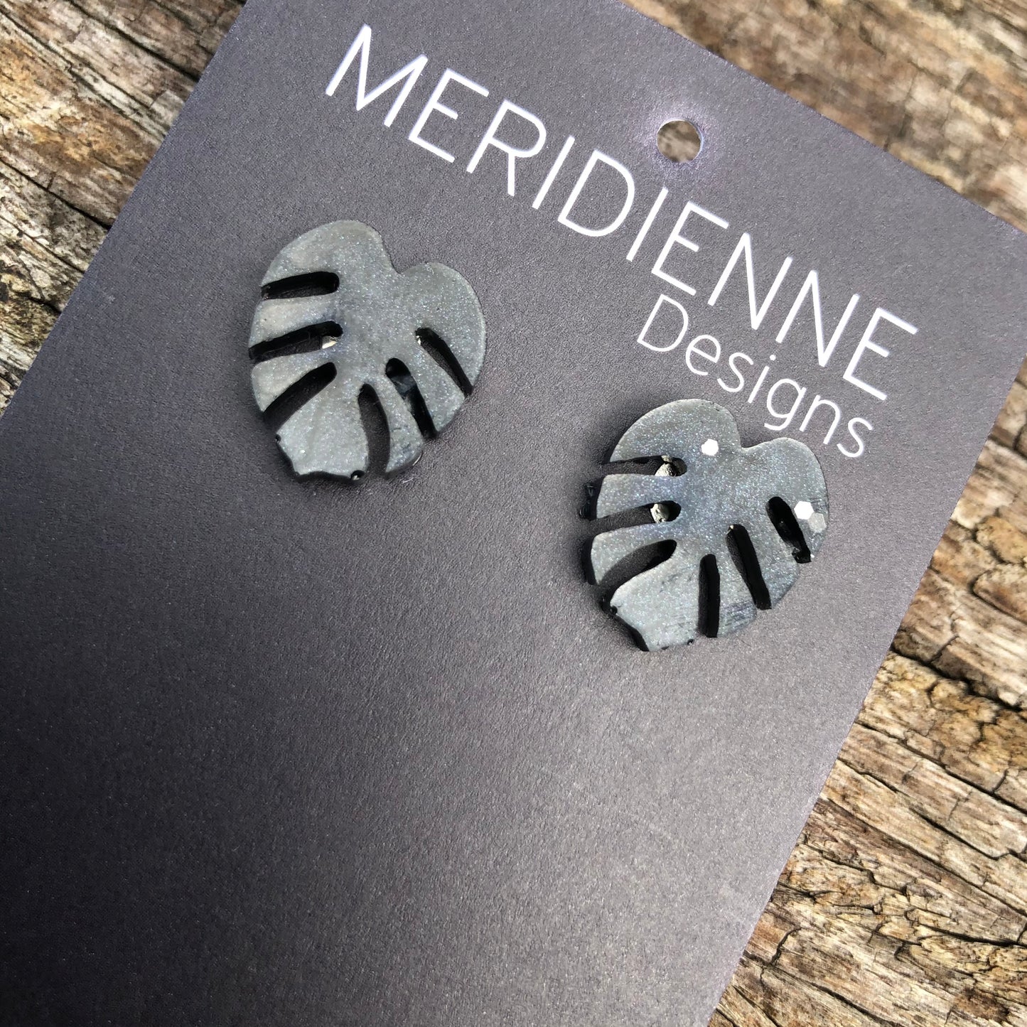 Studs - Mini Black Monstera