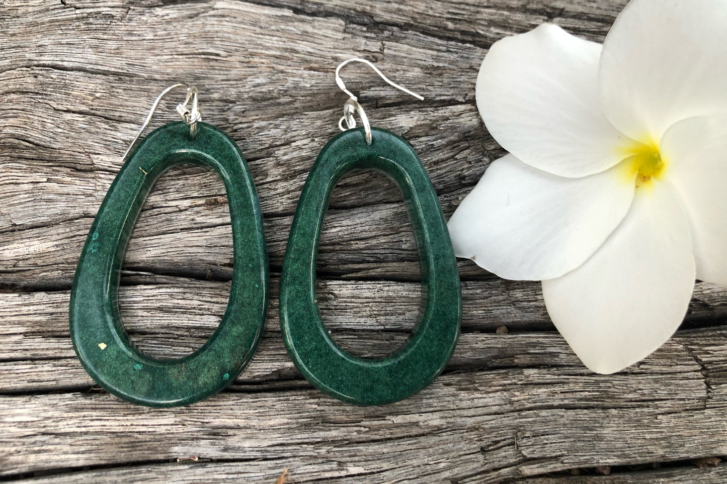 Emerald Resin Earrings