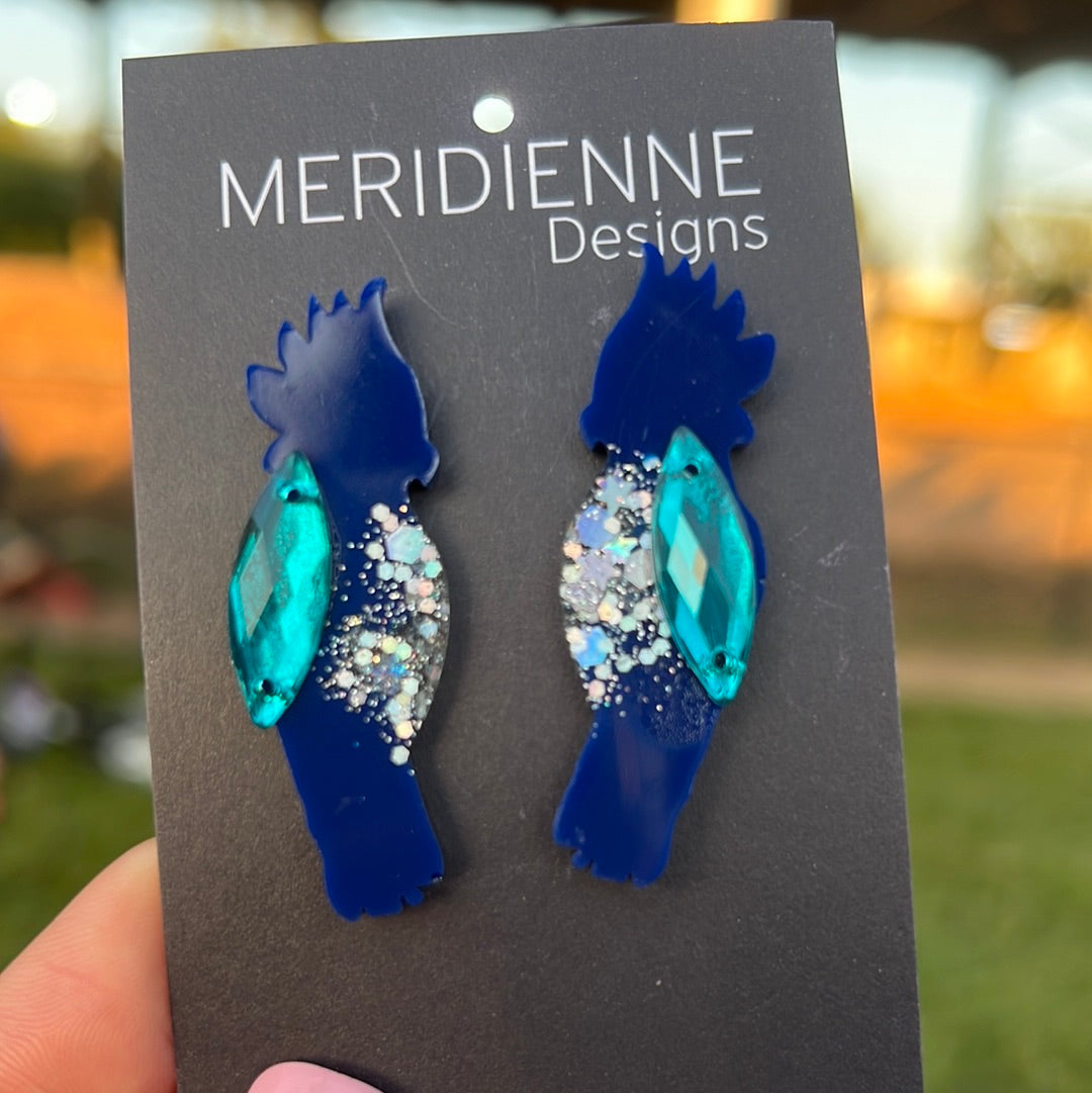 Blue Bird Resin Earrings