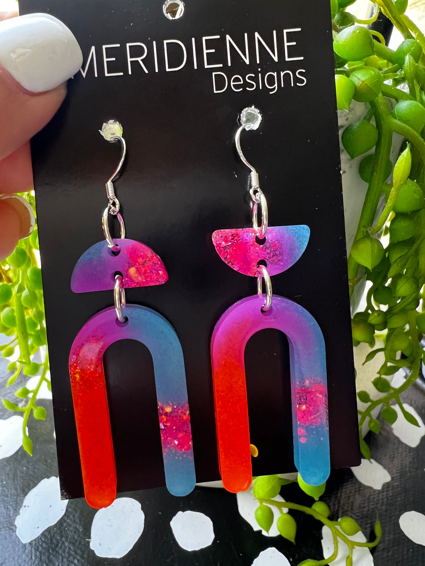 Glow UV Pink Mixed Resin Earrings