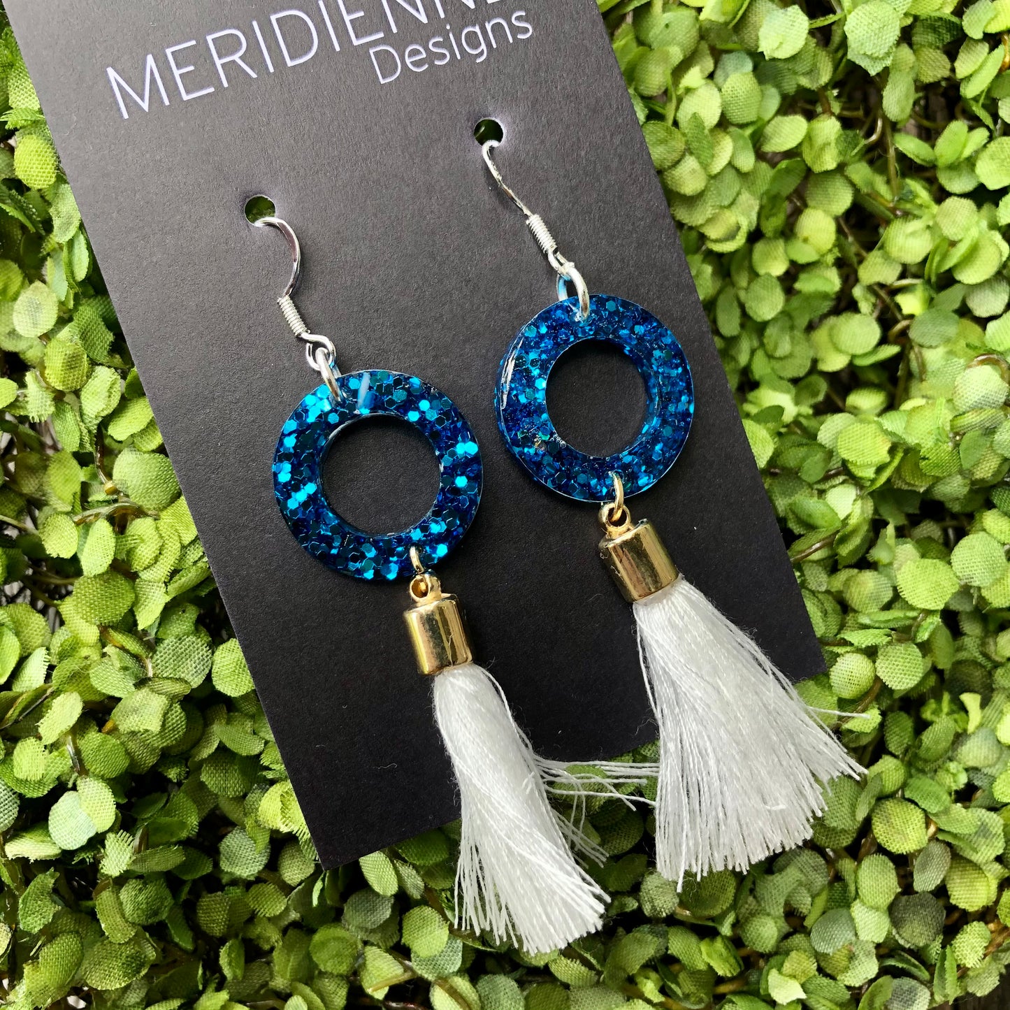 Blue Glitter Resin Earrings