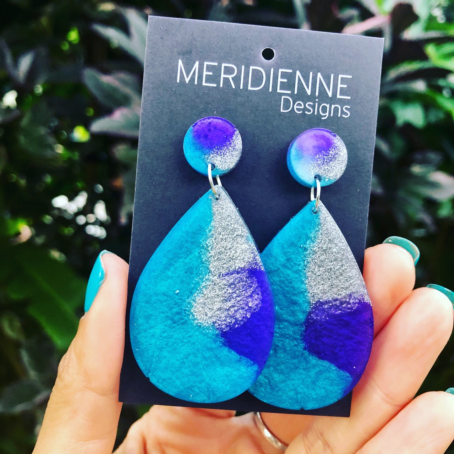 Blue Tropicana Resin Earrings