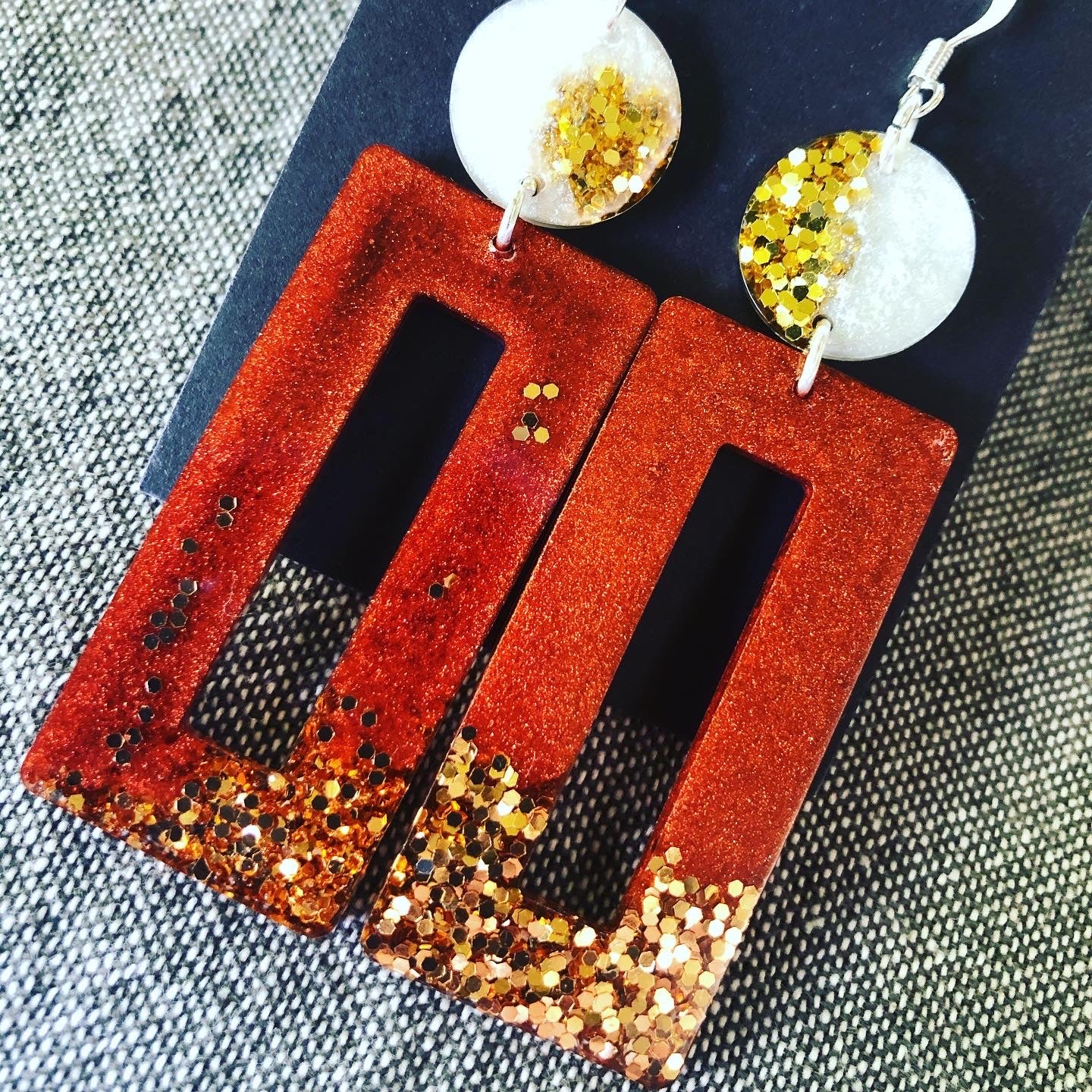 Brown & Gold Resin Earrings