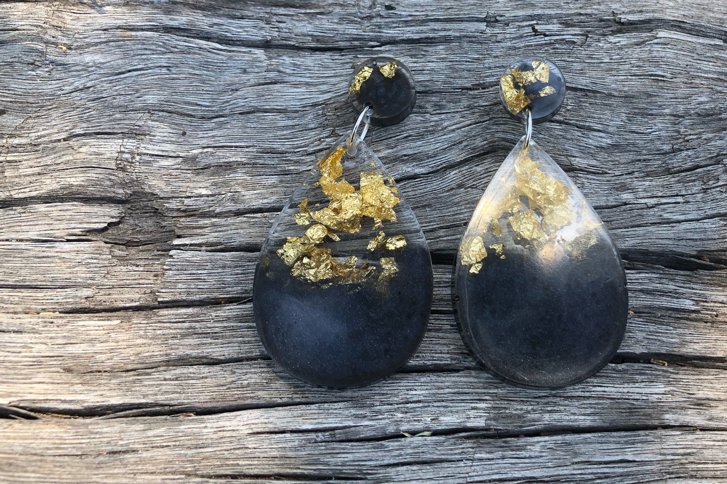 Black Gold Resin Earrings