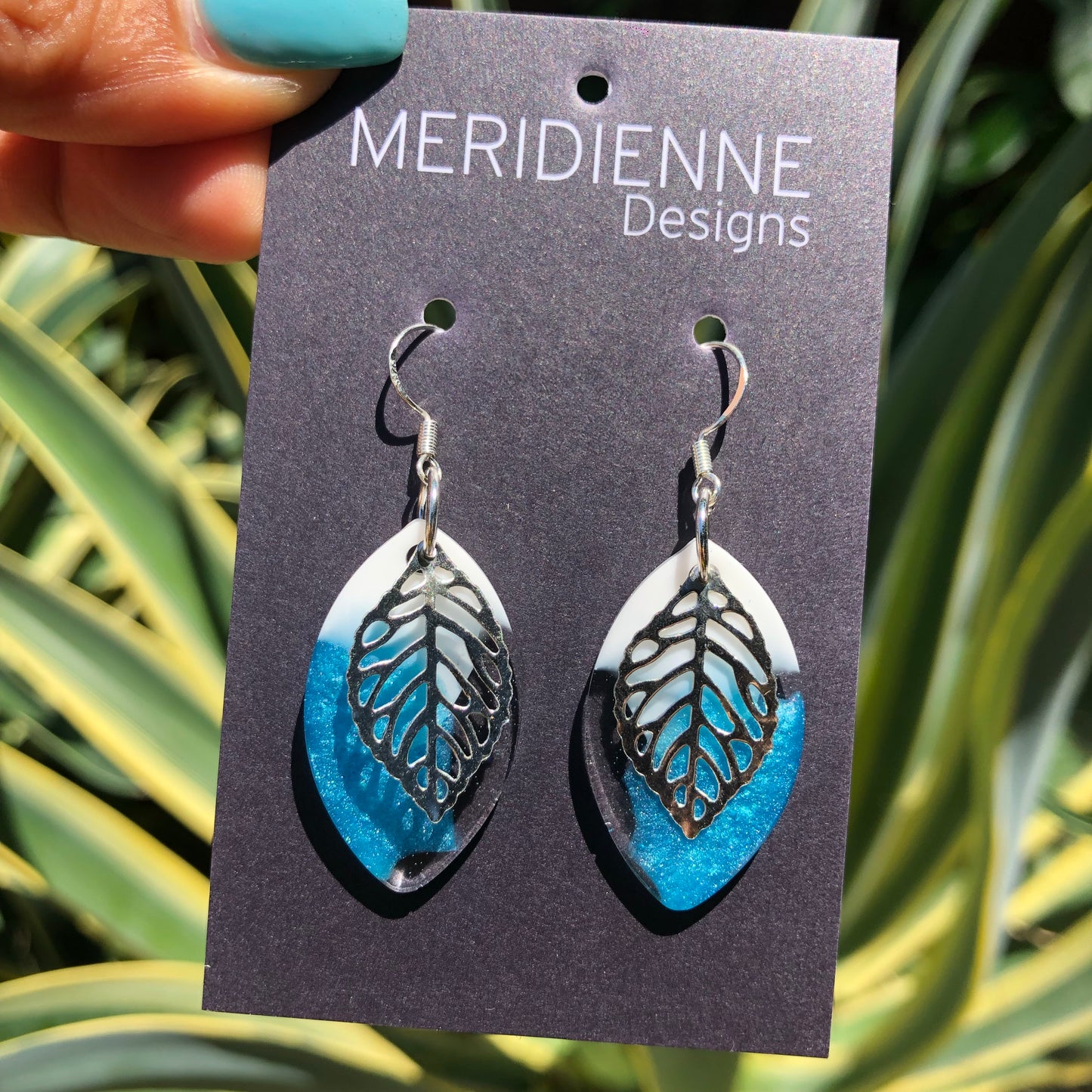 Blue Resin Earrings