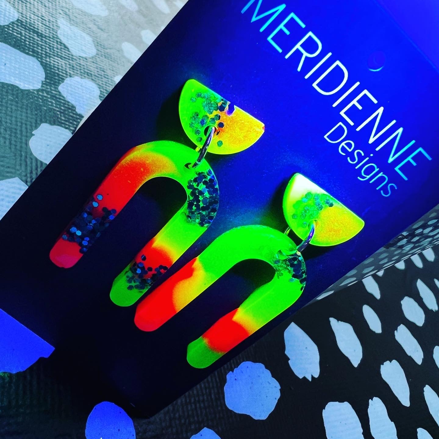 Glow UV Pink Mixed Resin Earrings