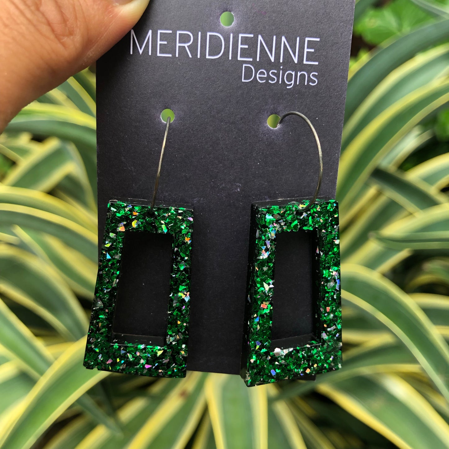 Green Glitter Earrings