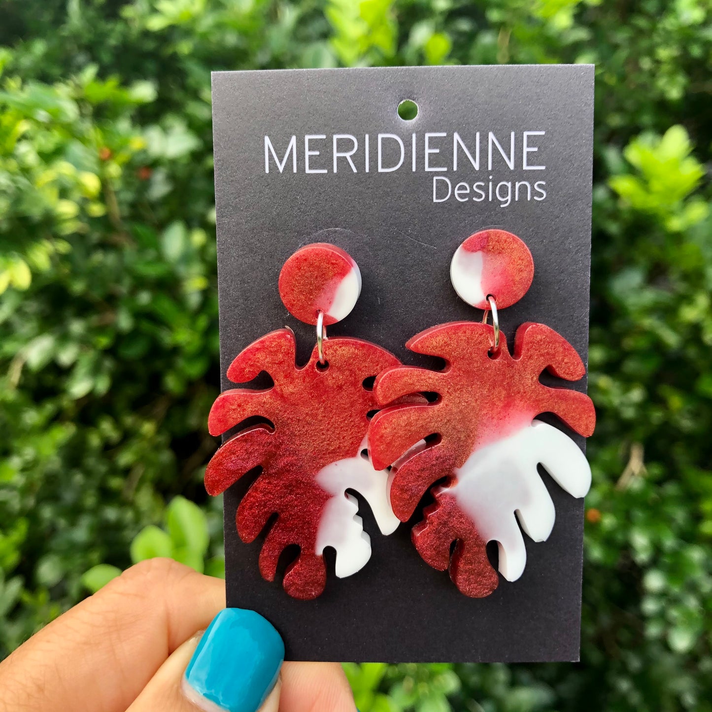 Red & White Resin Earrings