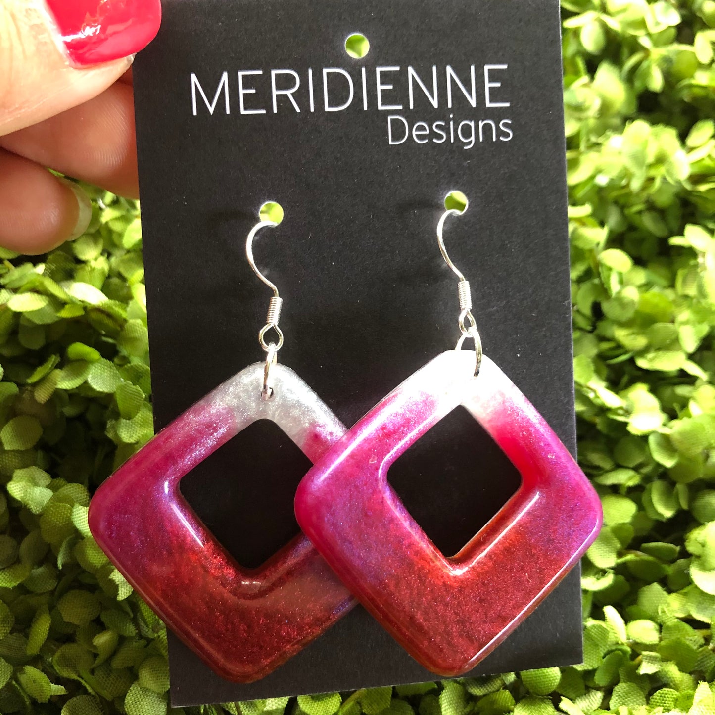 Pink & Pearl Resin Earrings