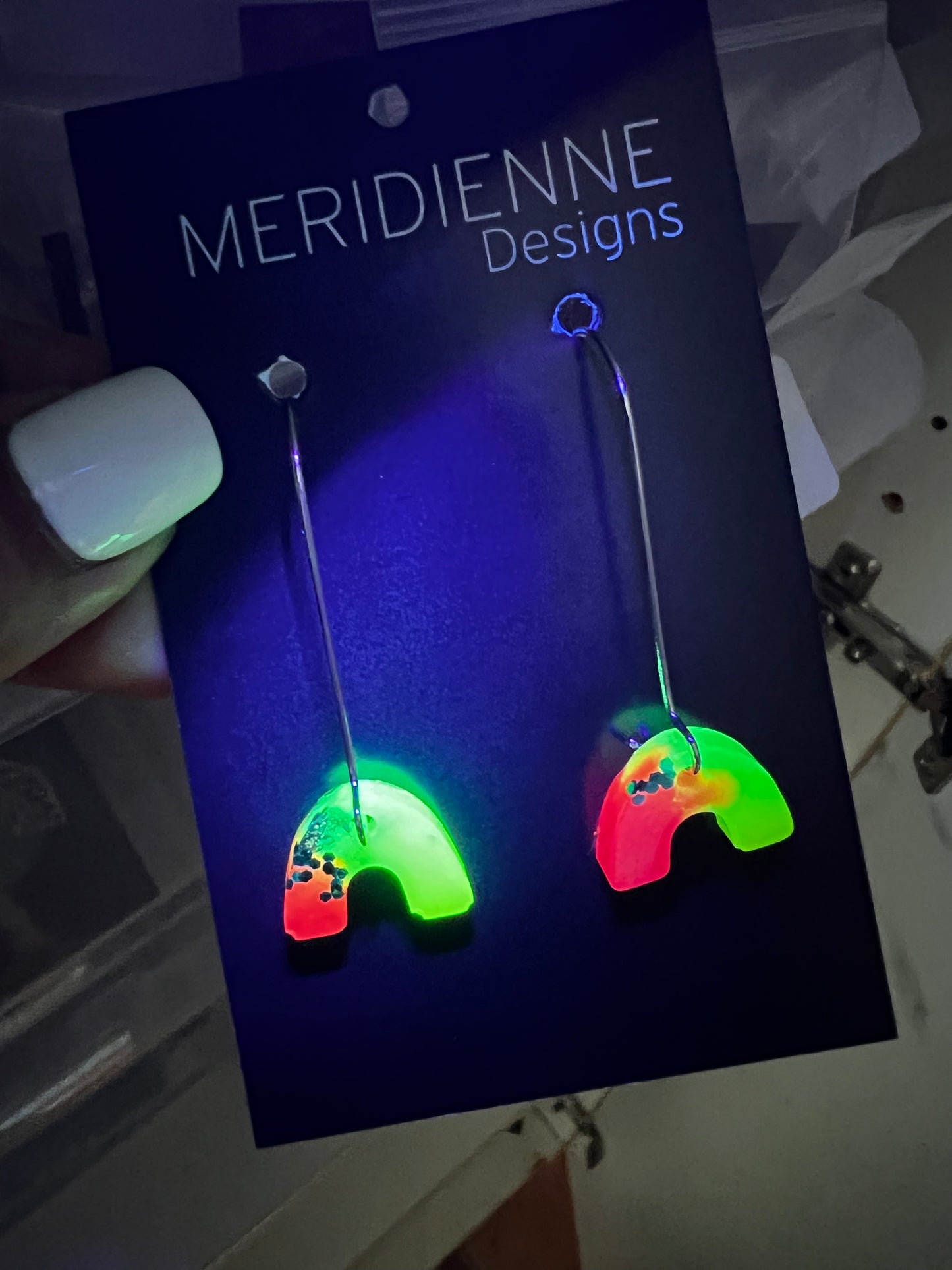 Glow UV Pink Mixed Resin Earrings