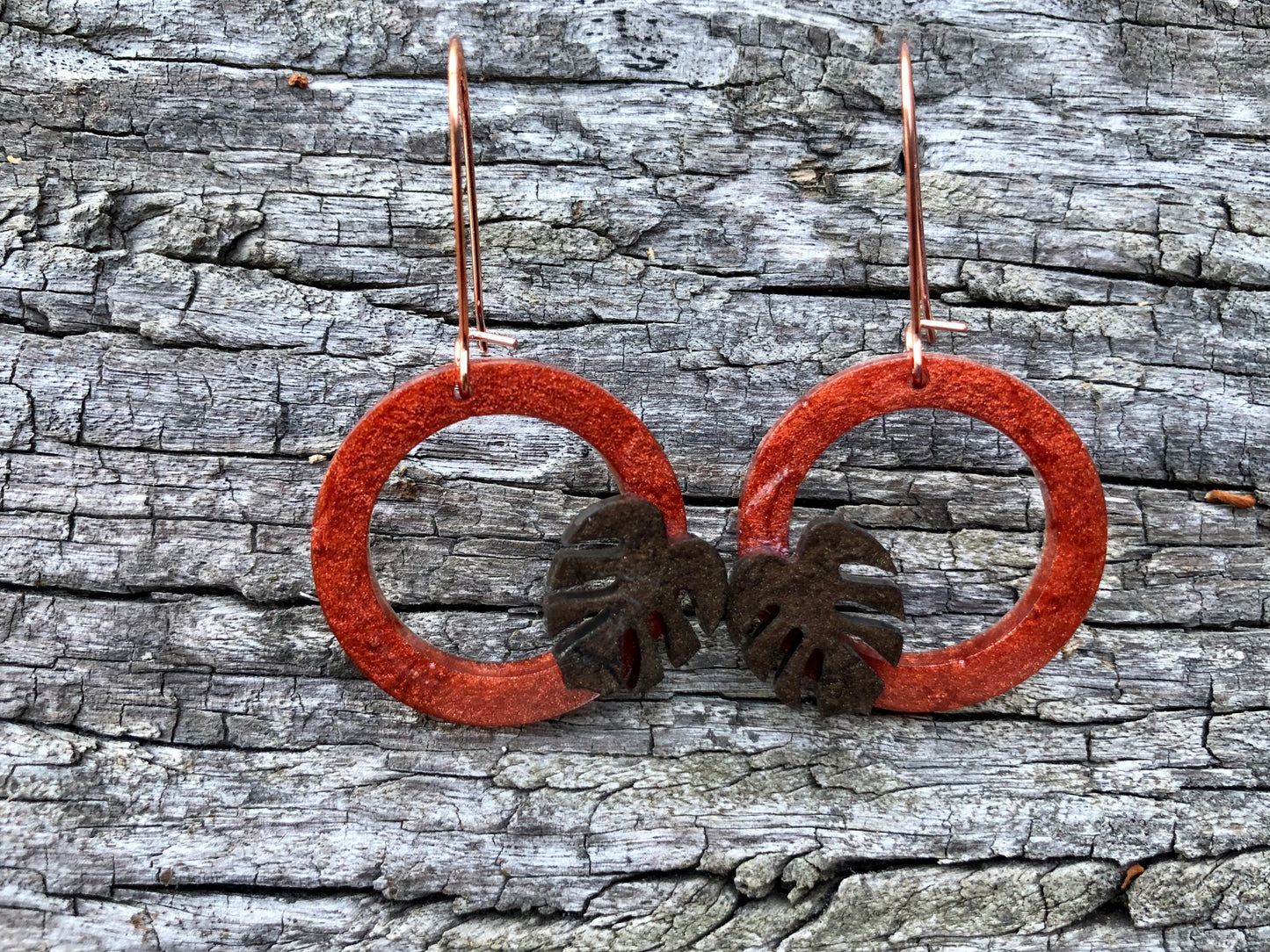 Monstera Resin Earrings