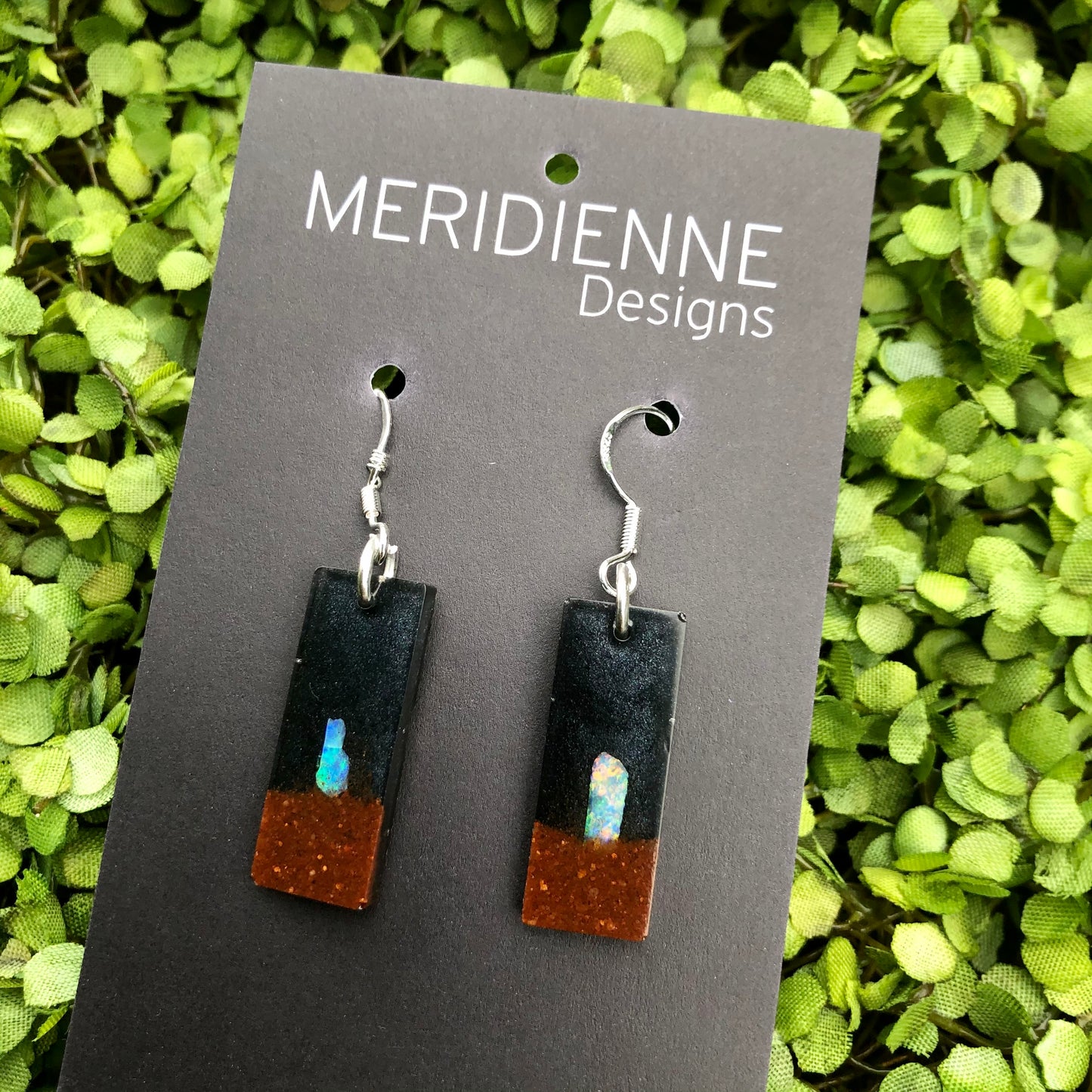Opal Resin Earrings - small rectangles