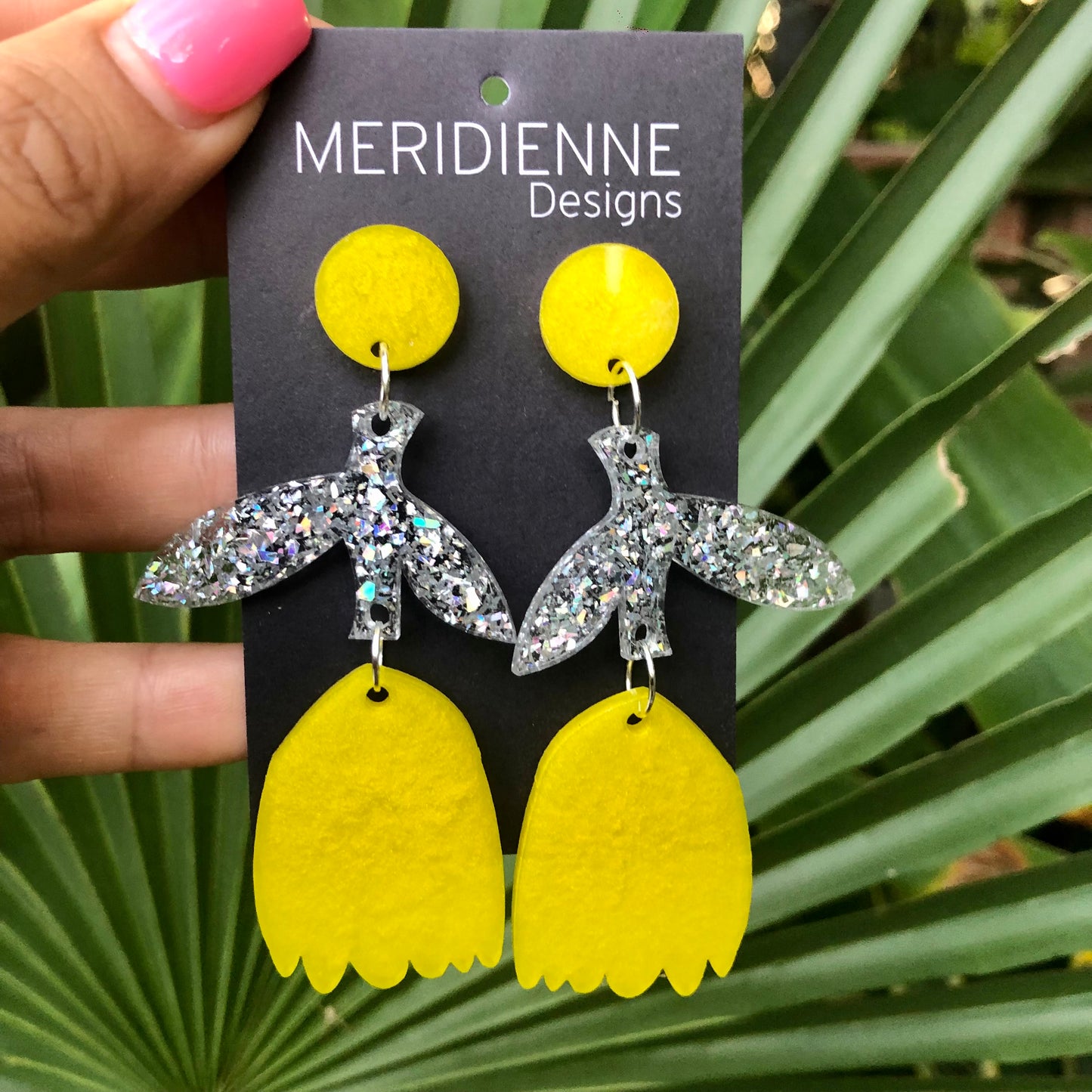 Yellow Flower Resin Earrings