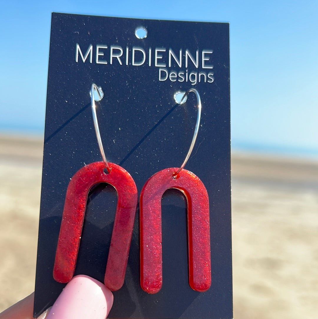 Burgundy Resin Earrings