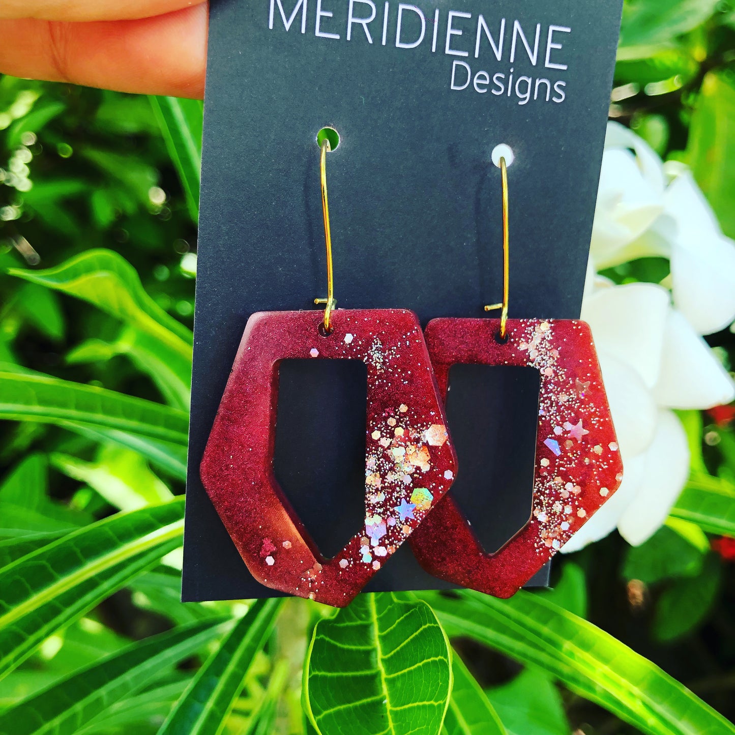 Burgundy Resin Earrings