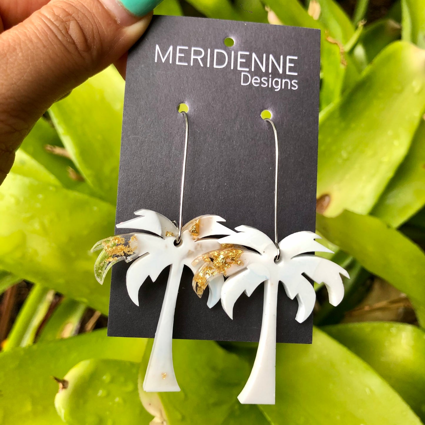 White Coconut Palm Earrings