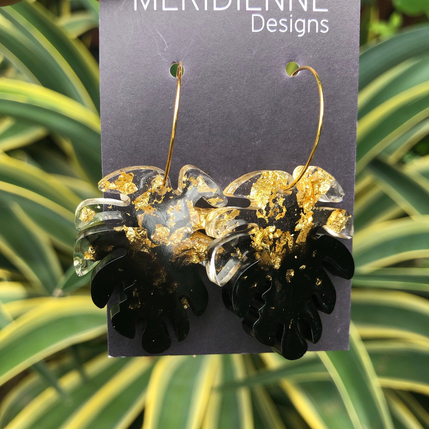 Black Gold Resin Earrings