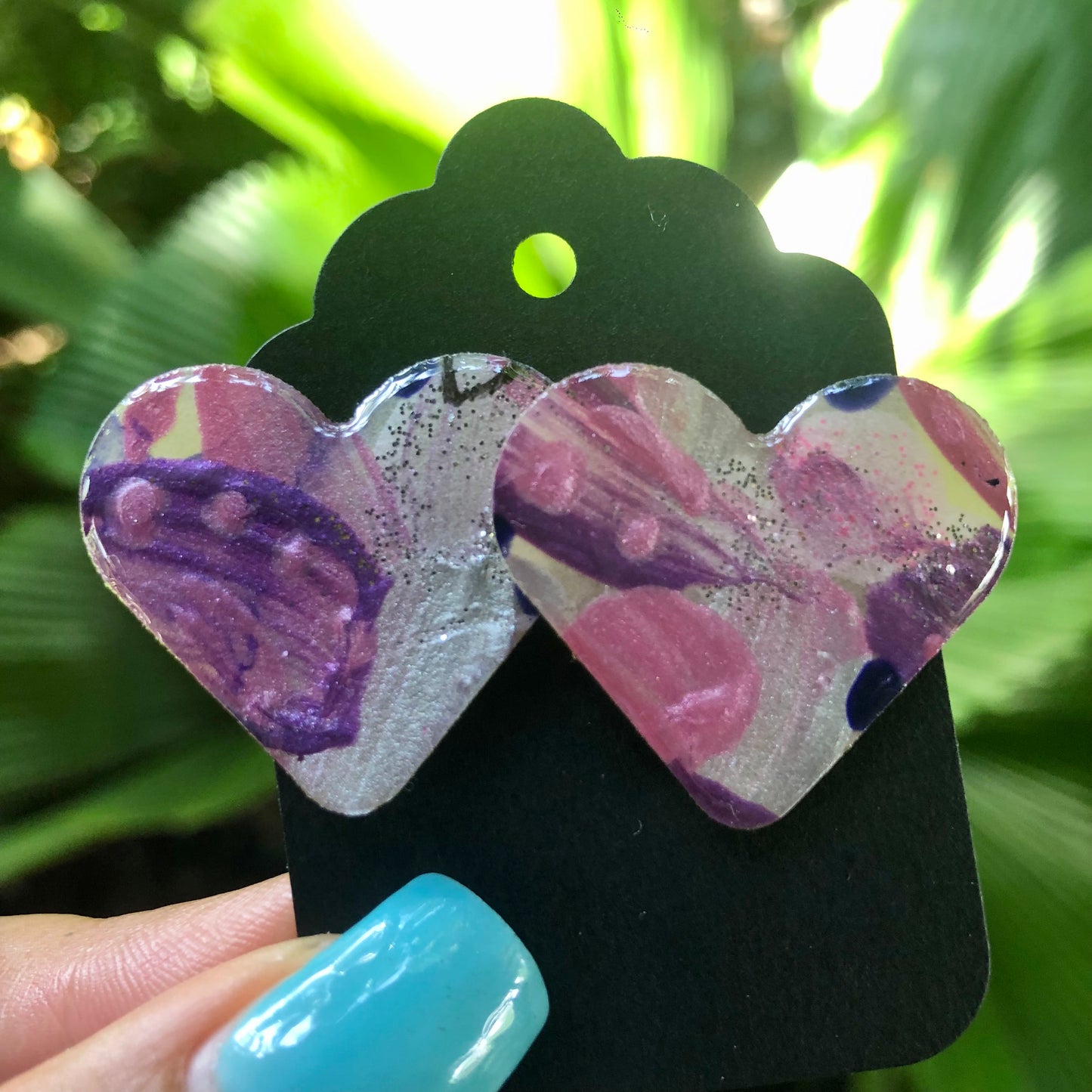 Kids Pink and Purple Painted Studs