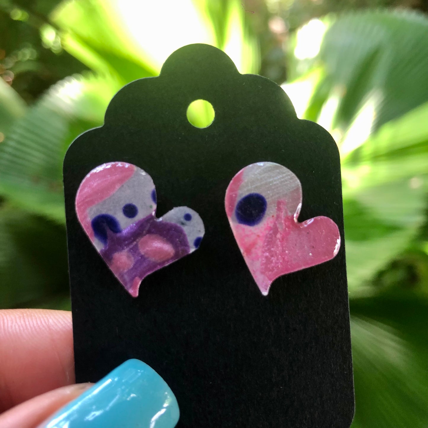Kids Pink and Purple Painted Studs
