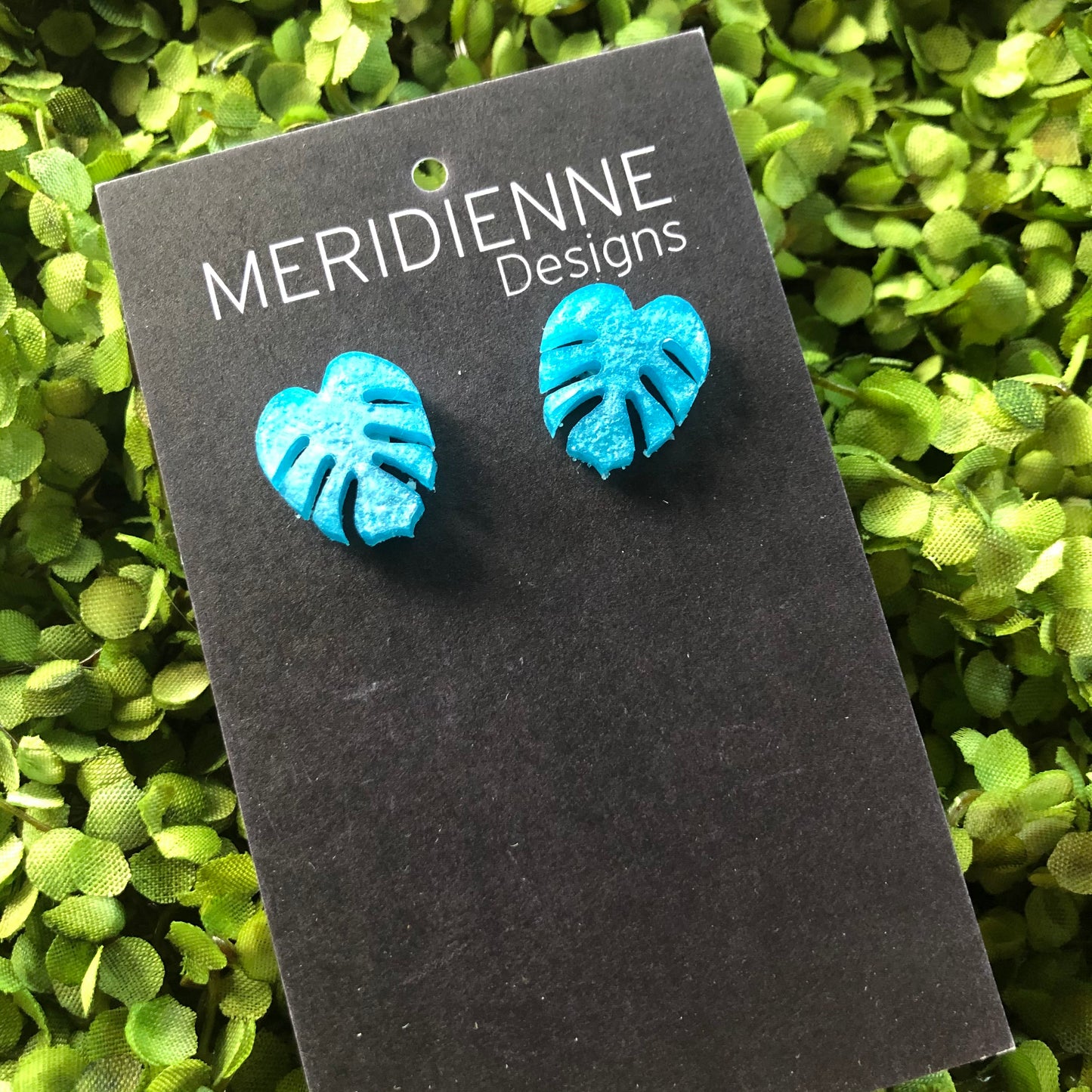 Studs - Mini Blue Monstera